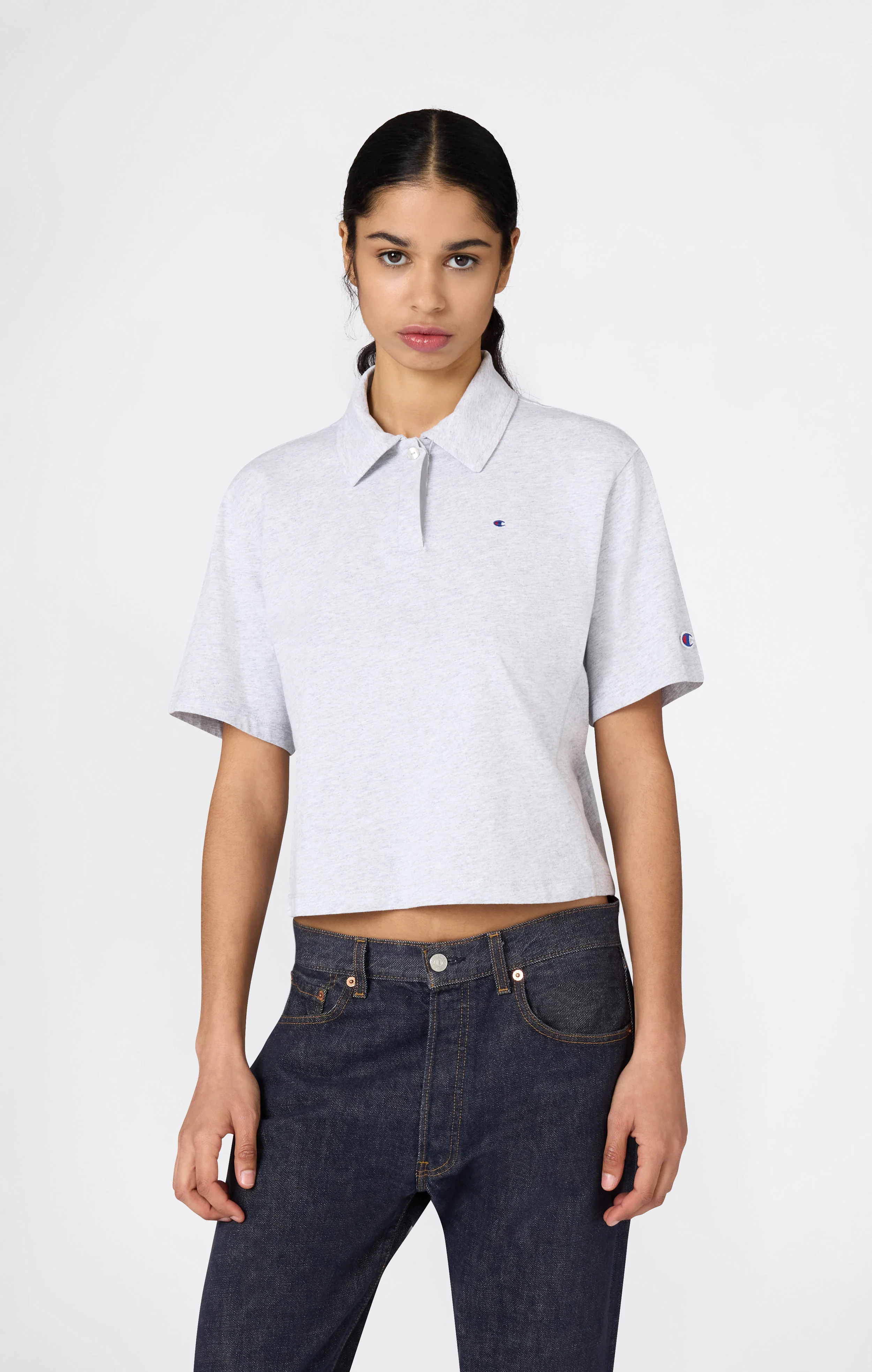 Women’s Cropped Cotton Jersey Polo Shirt