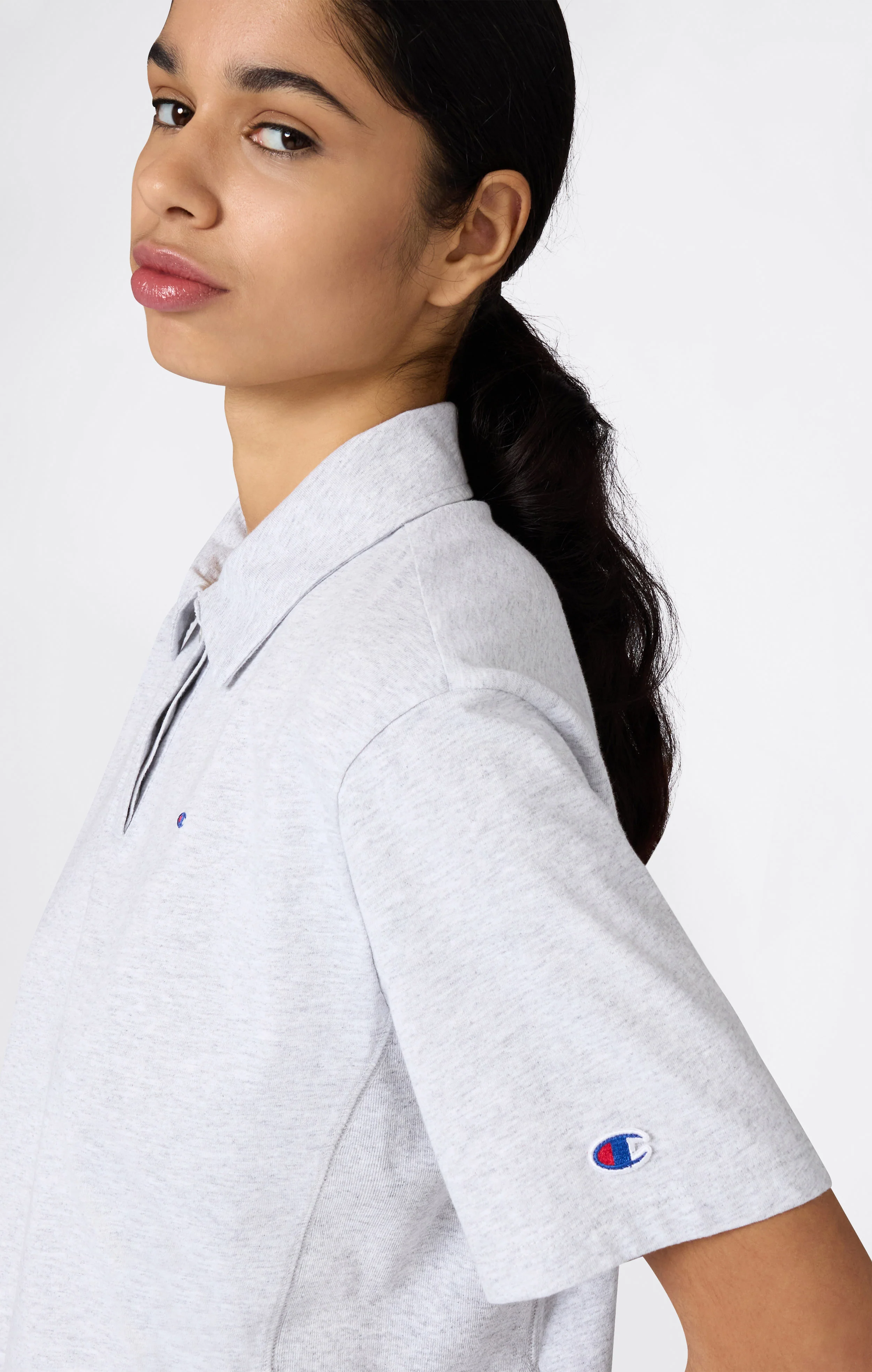 Women’s Cropped Cotton Jersey Polo Shirt - Image 2