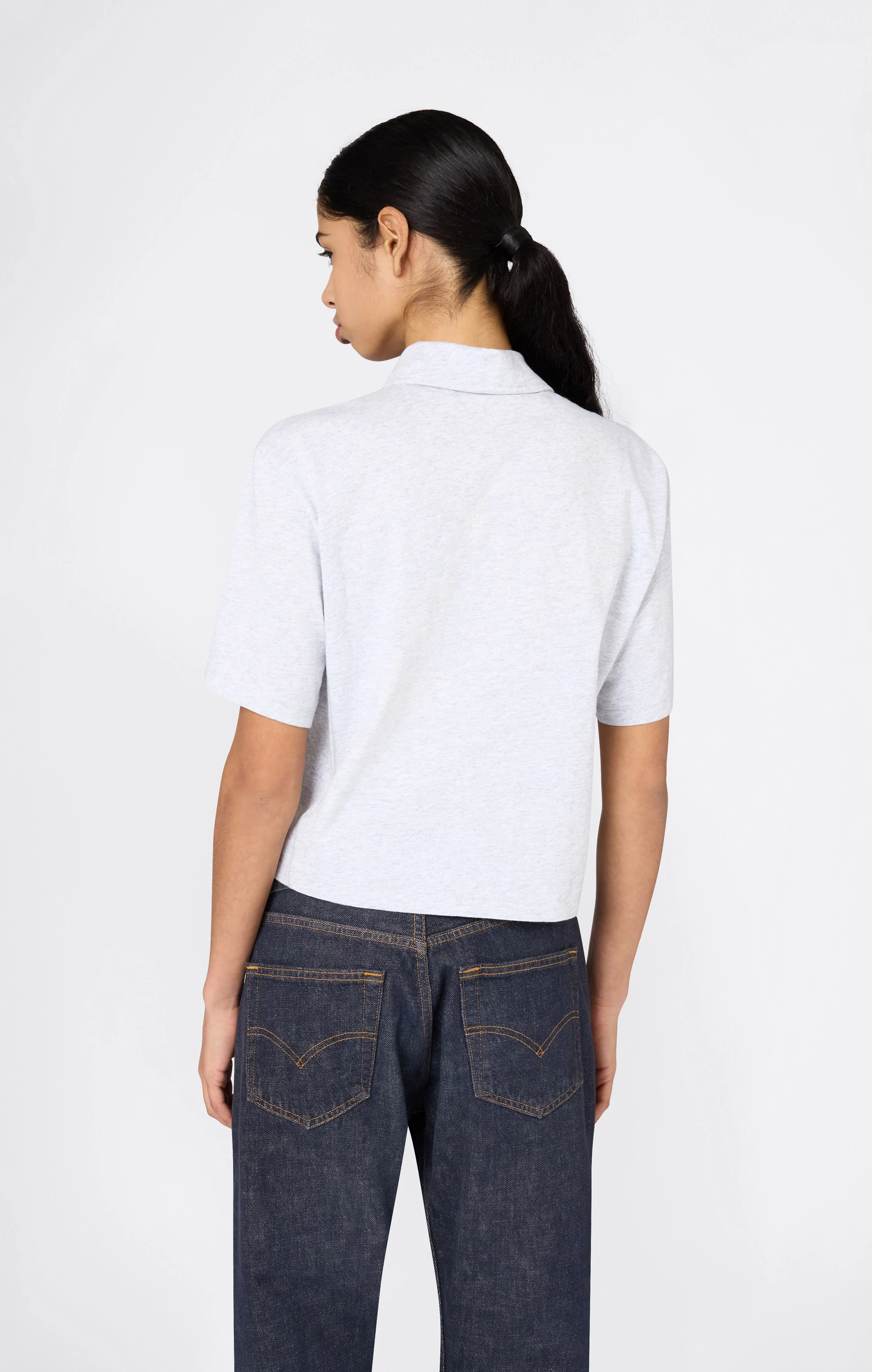 Women’s Cropped Cotton Jersey Polo Shirt - Image 3
