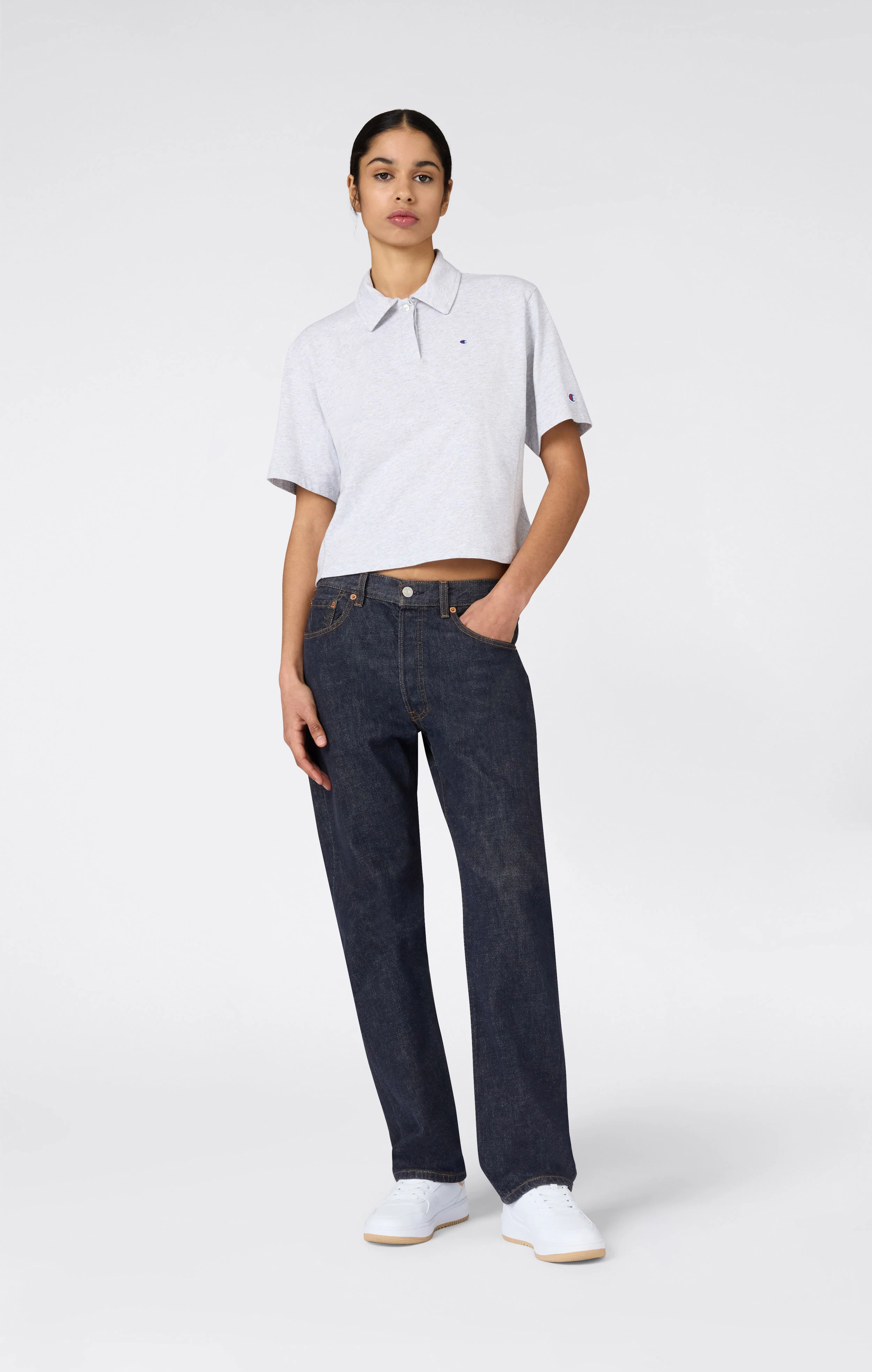 Women’s Cropped Cotton Jersey Polo Shirt - Image 4