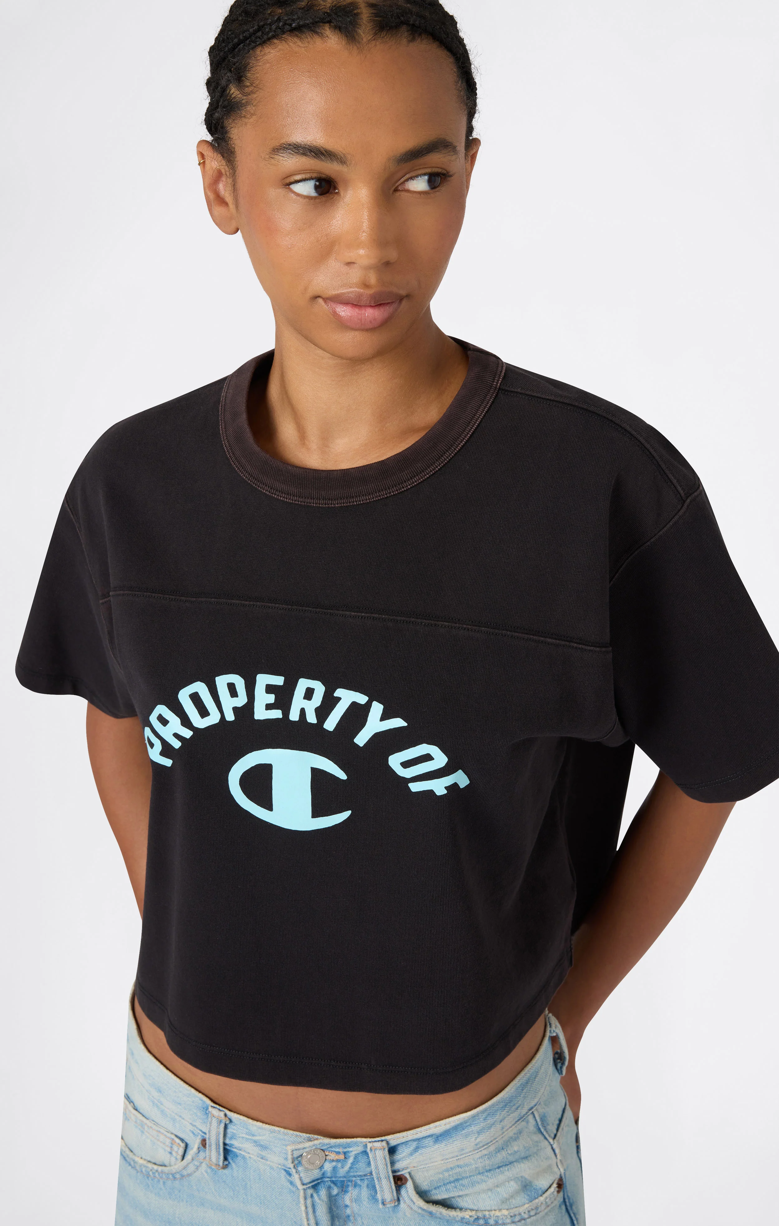 Women’s Cropped Crewneck T-Shirt Time Capsule - Image 3