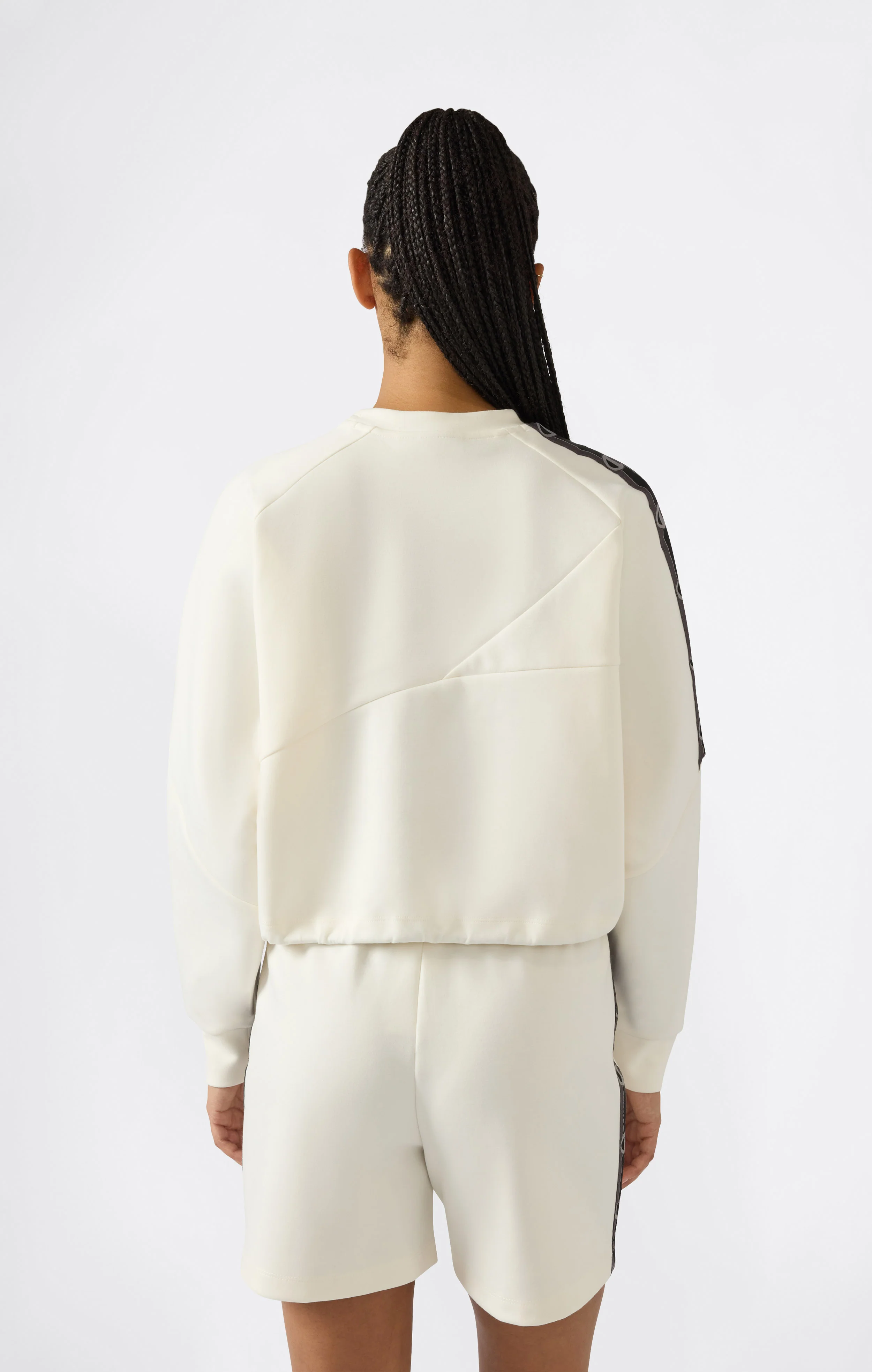 Women’s Cropped Interlock Crewneck Sweatshirt with Tape Logo - Image 2