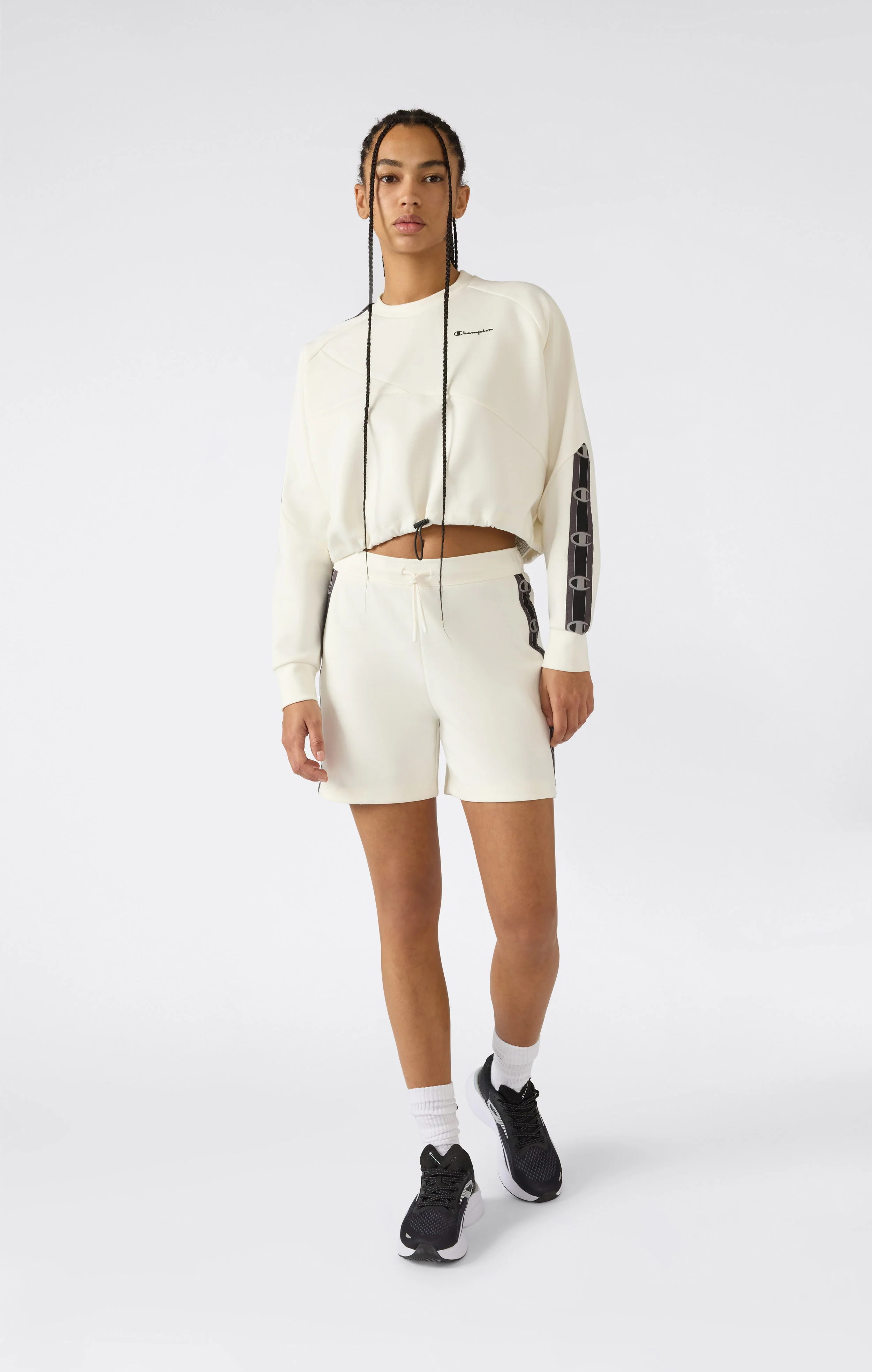 Women’s Cropped Interlock Crewneck Sweatshirt with Tape Logo - Image 3