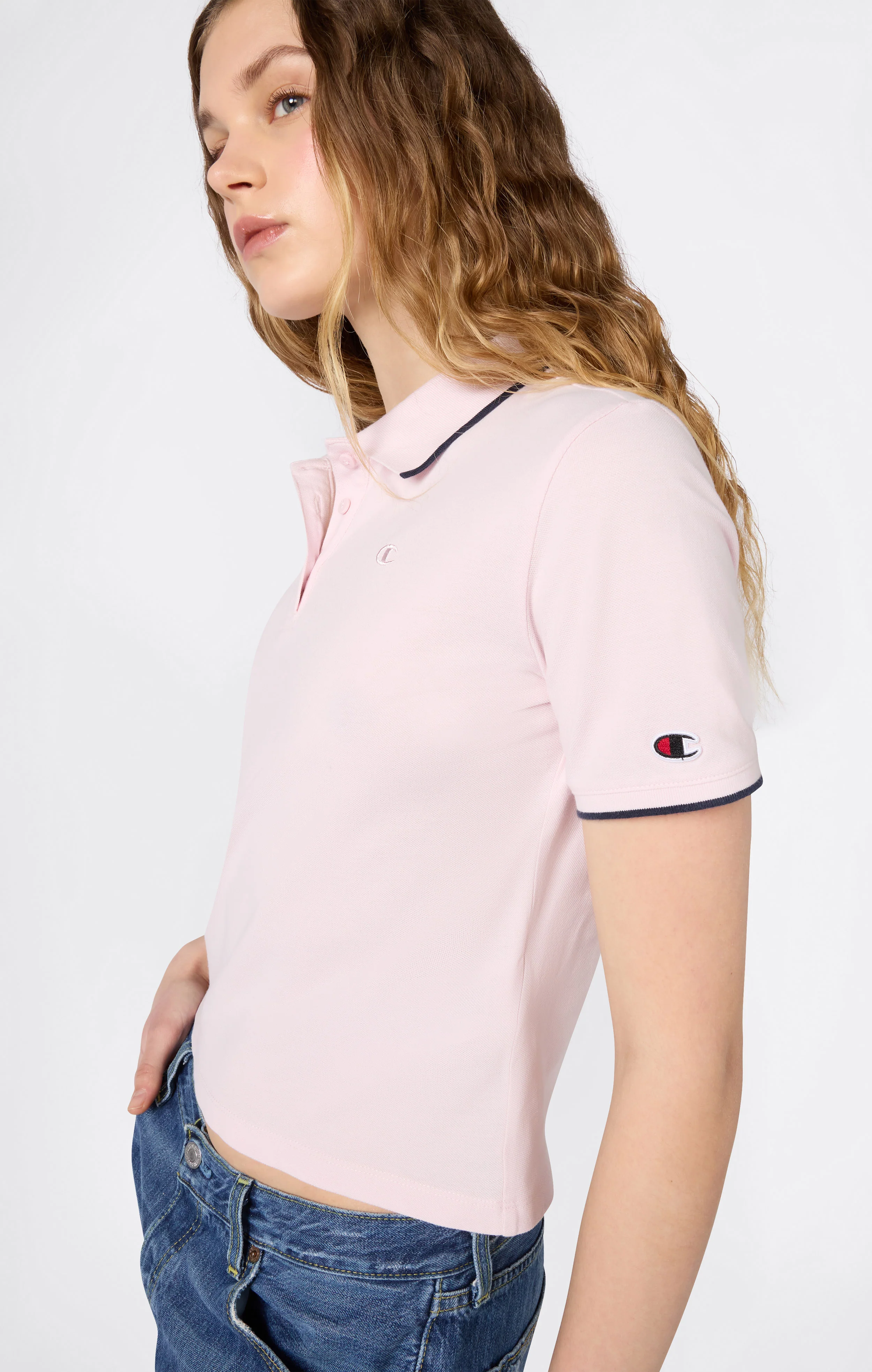Women’s Cropped Polo Shirt - Image 3