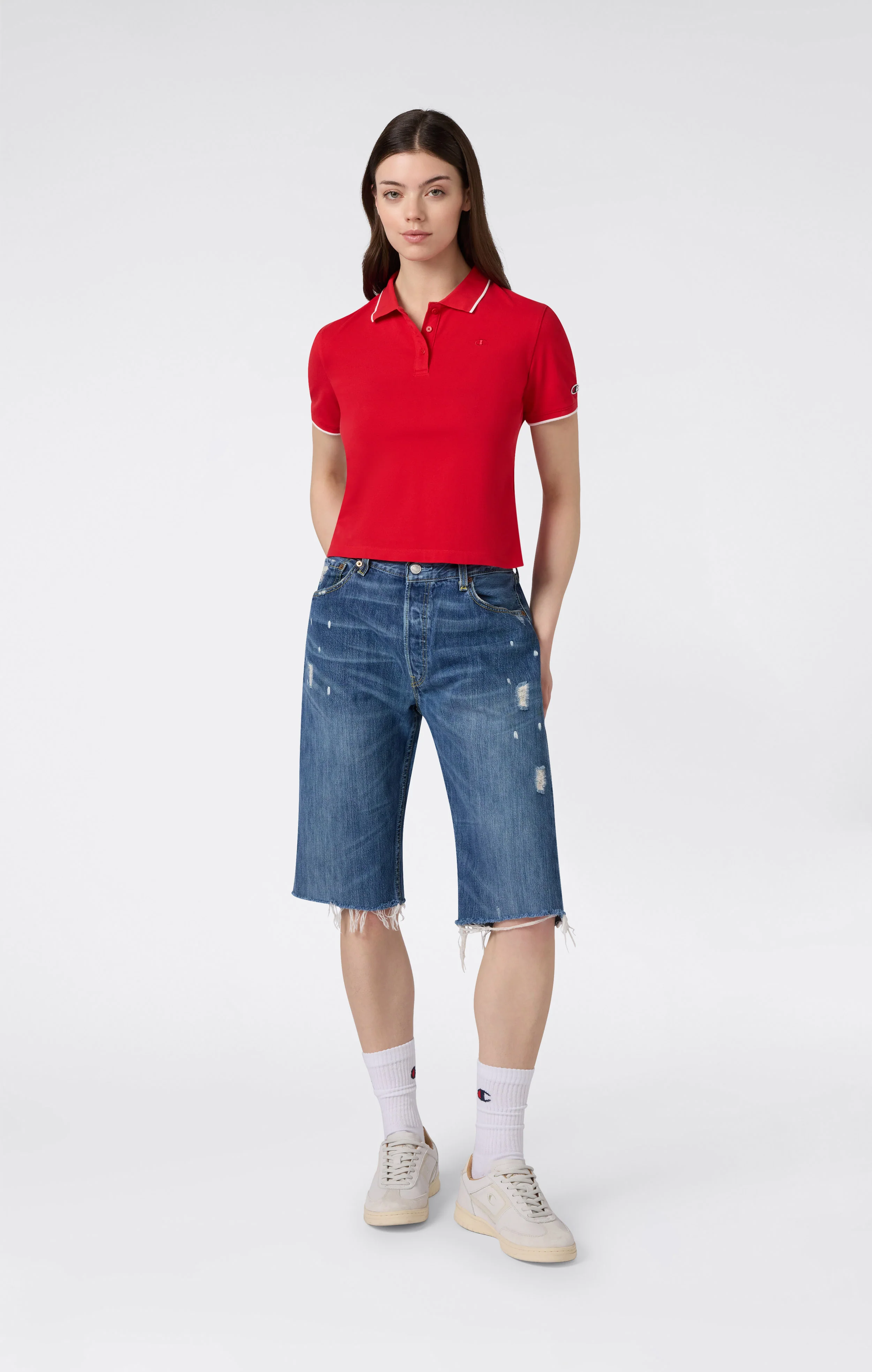 Women’s Cropped Polo Shirt - Image 2