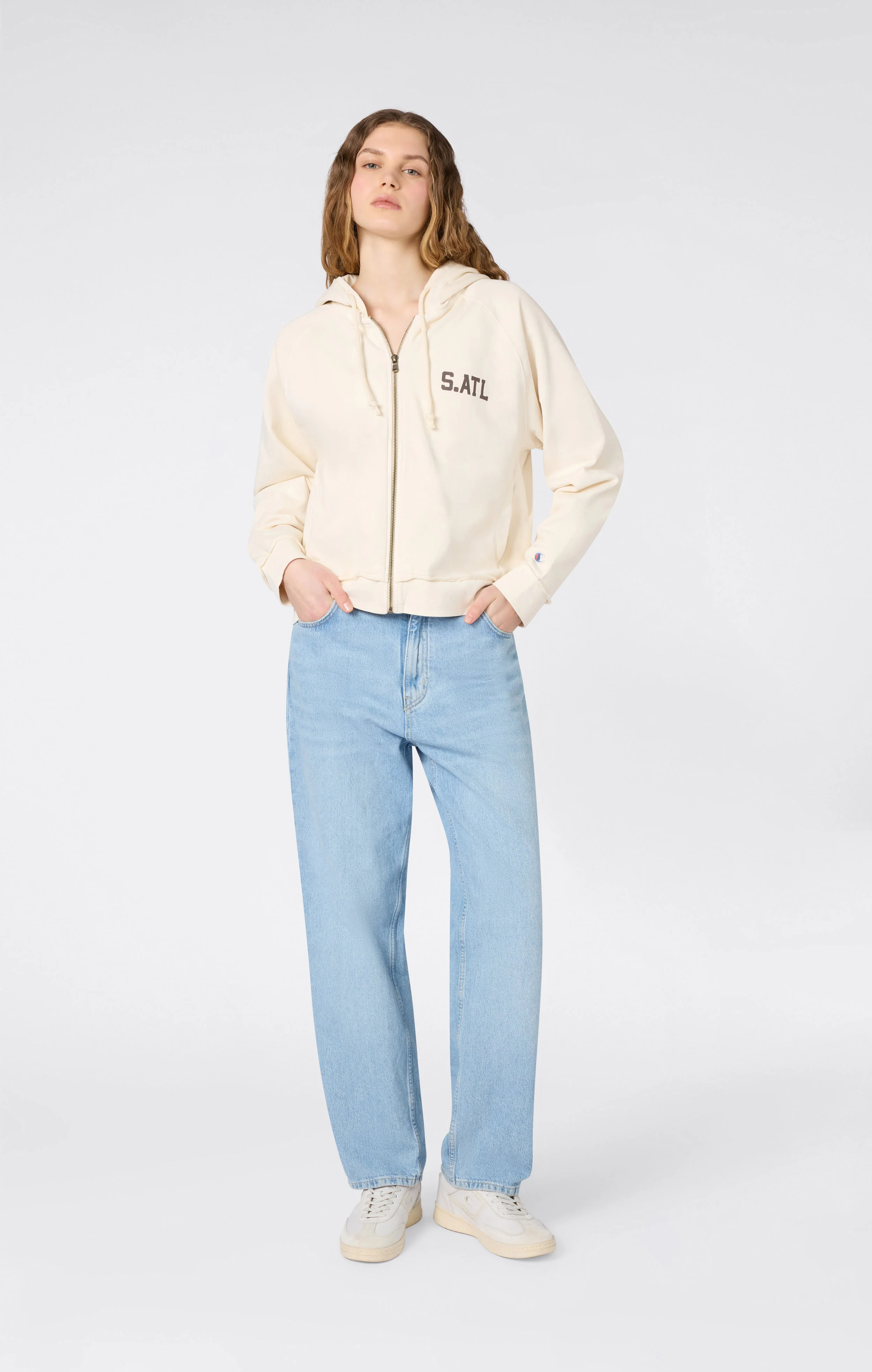 Women’s East West Hooded Full Zip Sweatshirt - Image 2