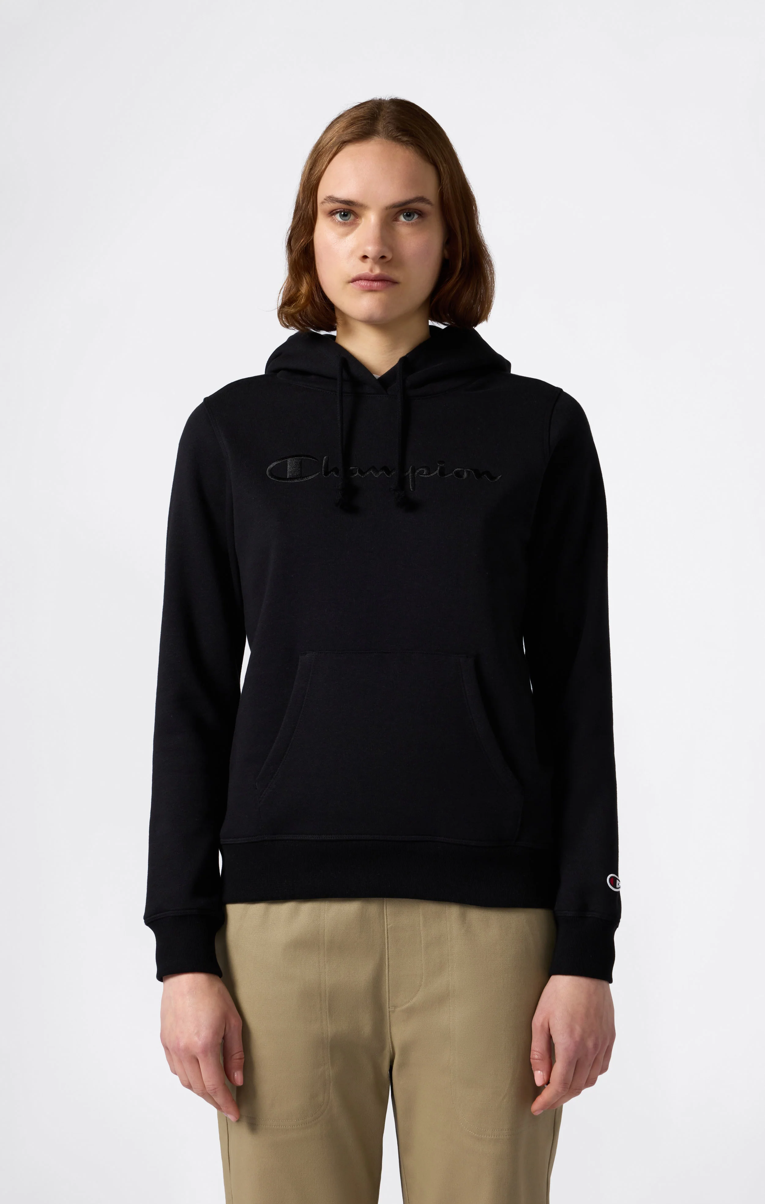 Women’s Fleece Hoodie with Big Embroidered Logo Icons - Image 3