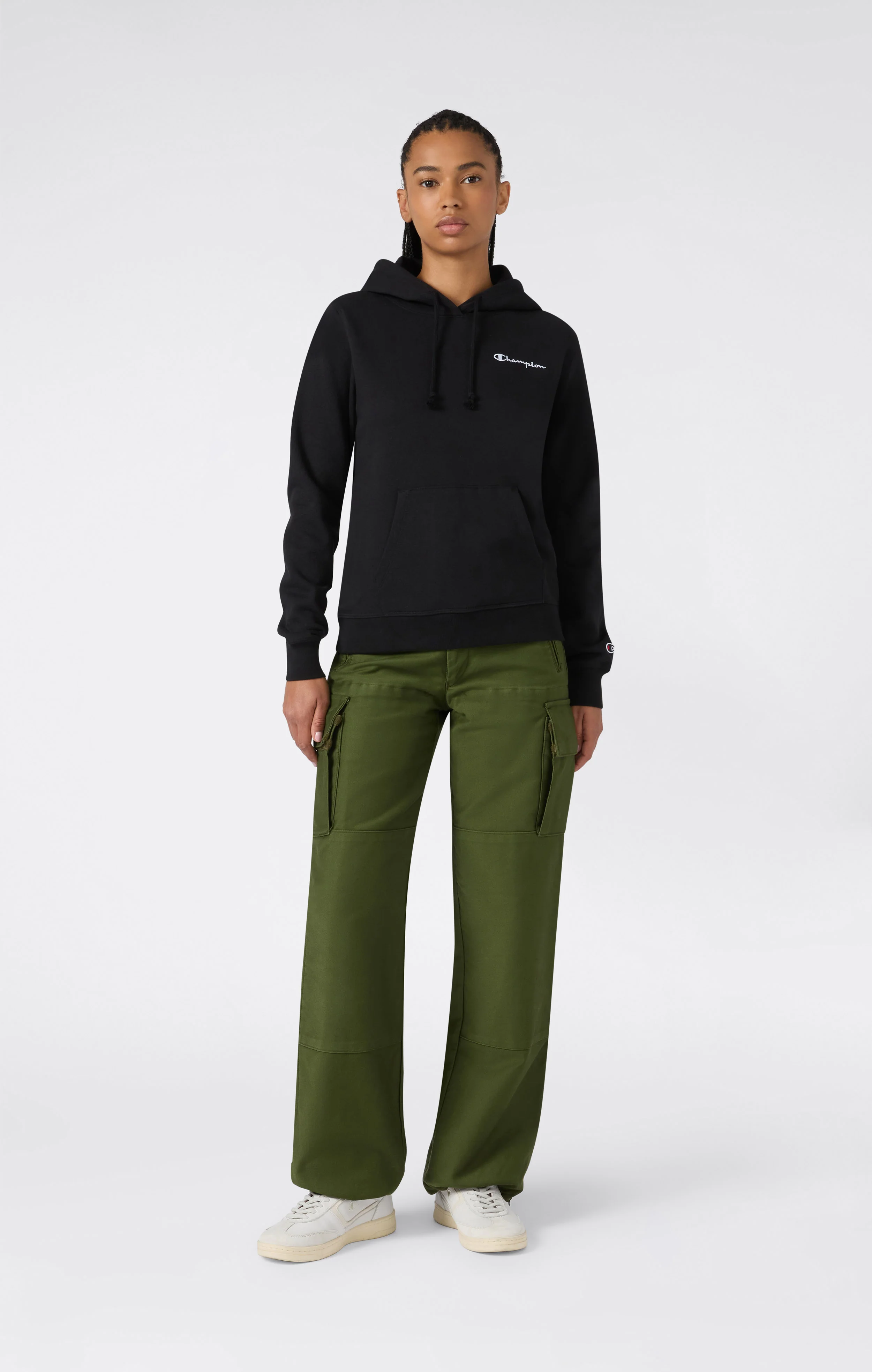 Women’s Fleece Hoodie with Small Embroidered Logo Icons - Image 2