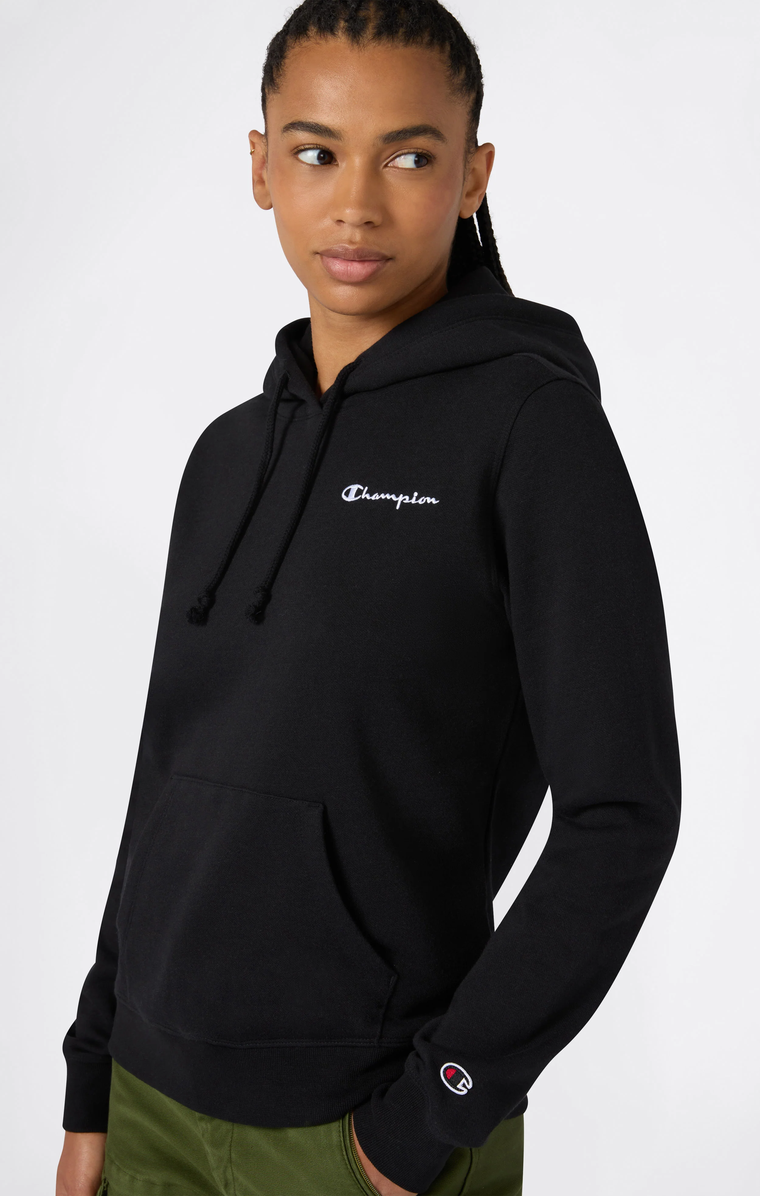 Women’s Fleece Hoodie with Small Embroidered Logo Icons - Image 3