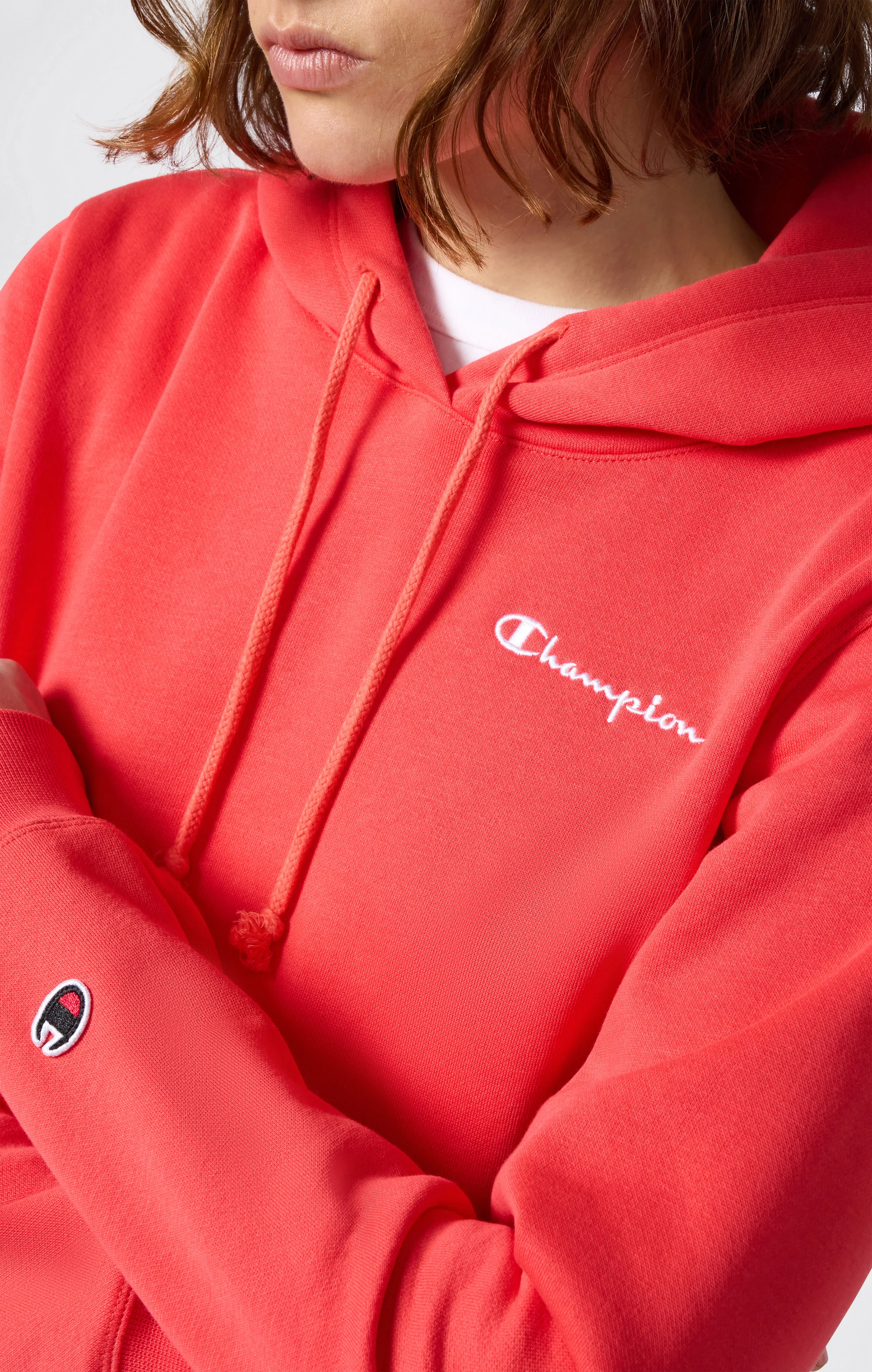 Women’s Fleece Hoodie with Small Embroidered Logo Icons - Image 3