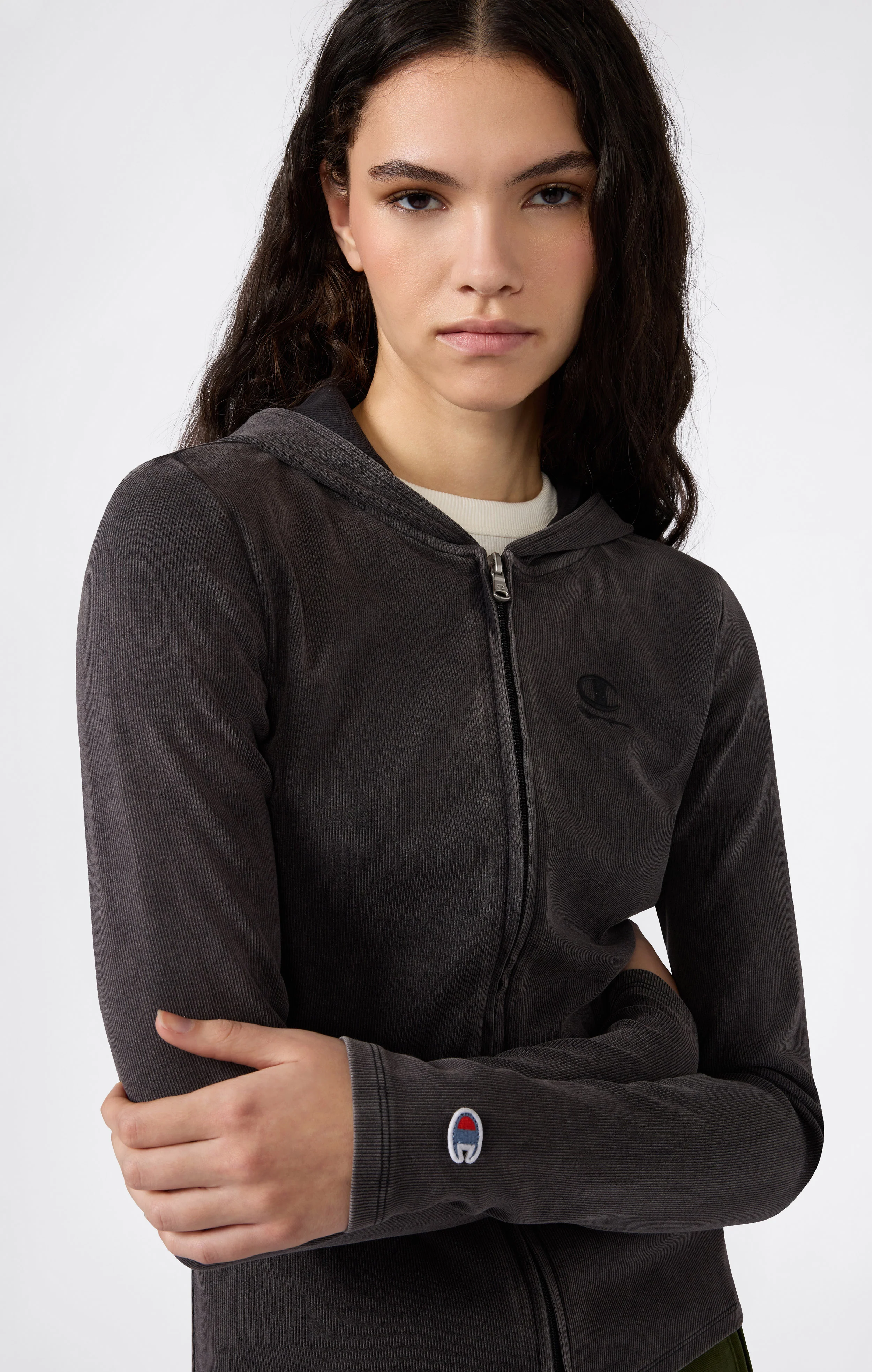 Women's Full-Zip Hoodie in Stretch Jersey Icons - Image 2
