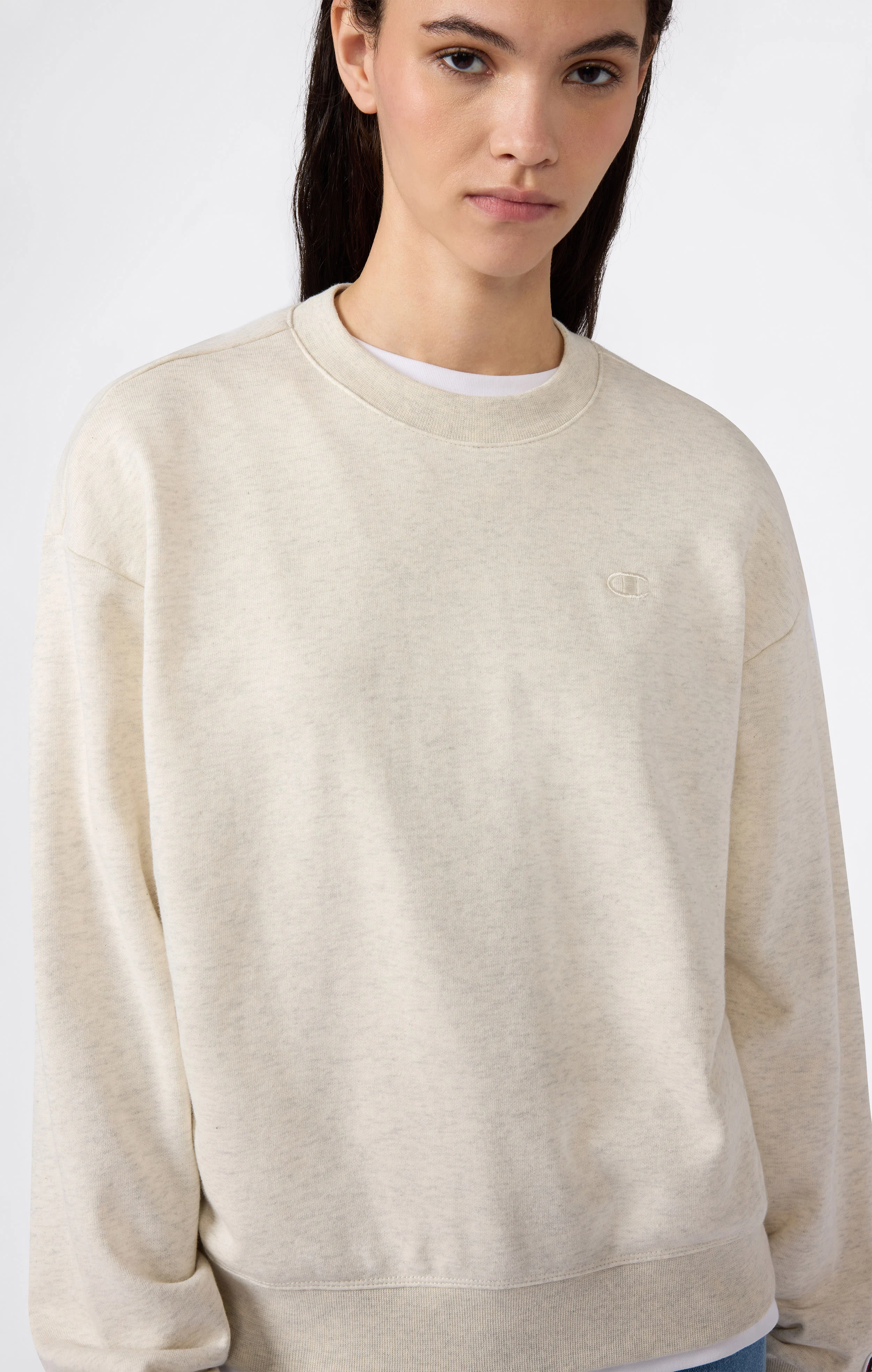 Women’s Lightweight Crewneck Sweatshirt with Tonal Embroidered “C” Logo Icons - Image 2