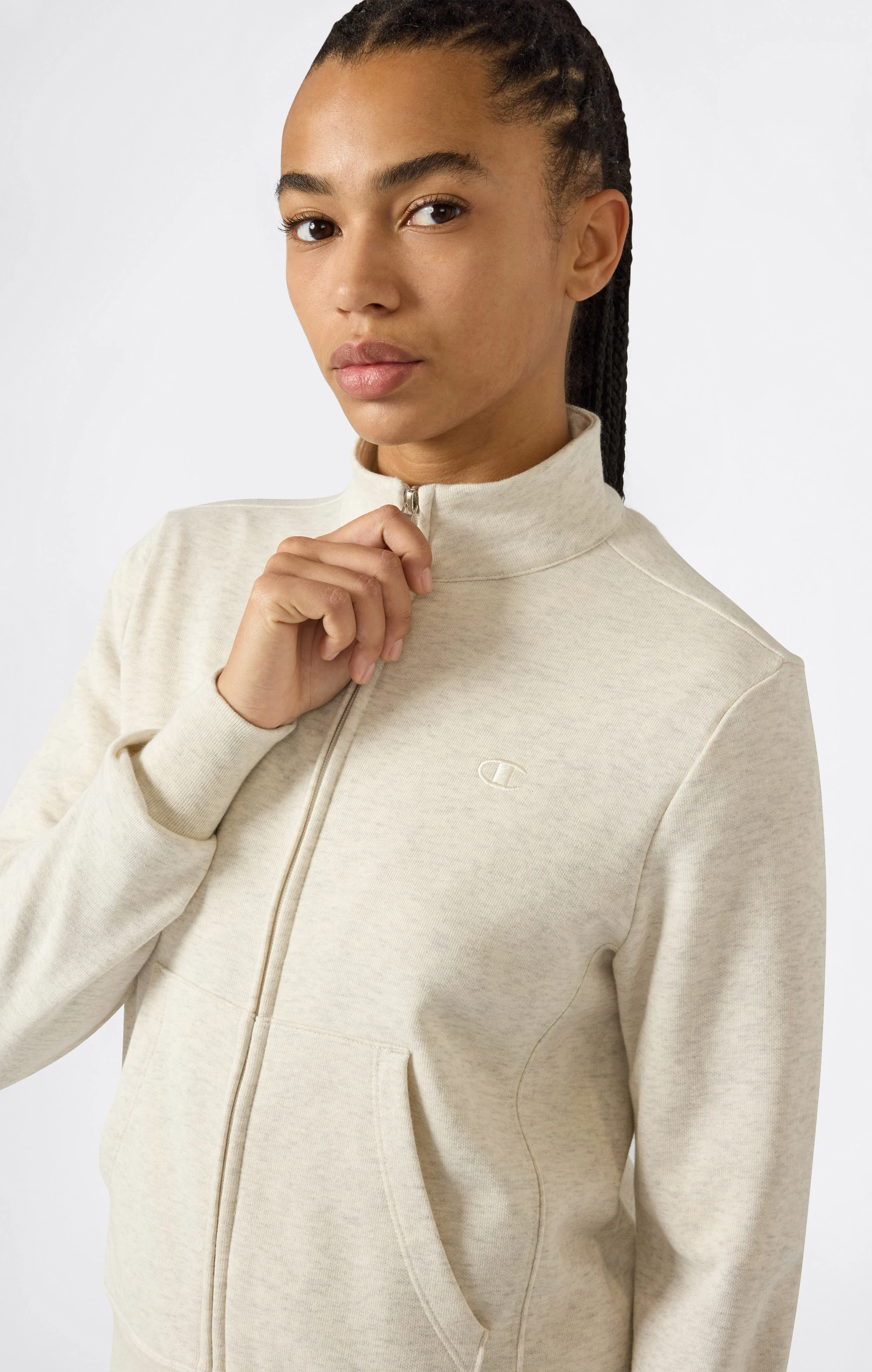 Women’s Lightweight Full Zip Sweatshirt with Tonal Embroidered “C” Logo Icons - Image 2