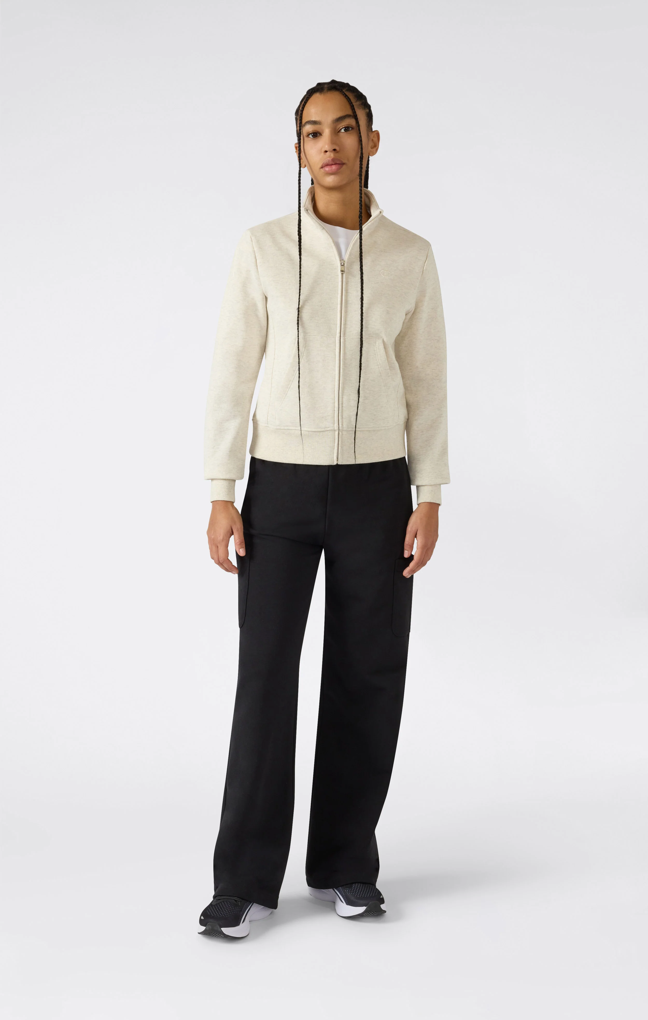 Women’s Lightweight Full Zip Sweatshirt with Tonal Embroidered “C” Logo Icons - Image 4
