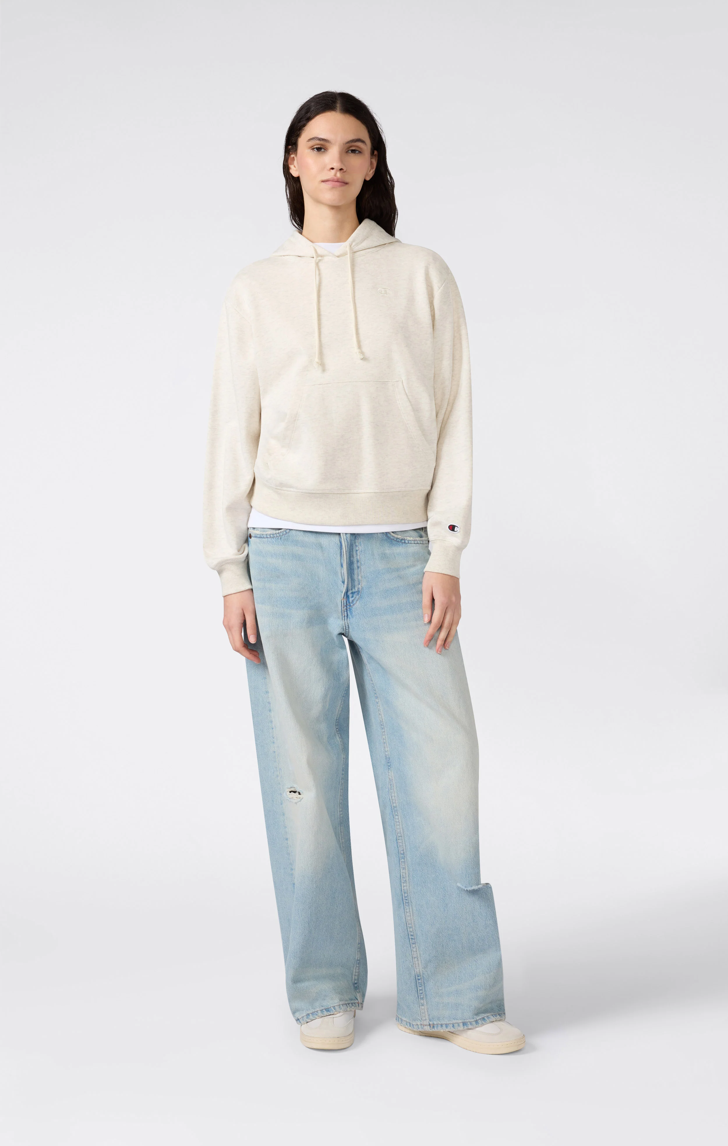 Women’s Lightweight Hooded Sweatshirt with Tonal Embroidered “C” Logo Icons - Image 4