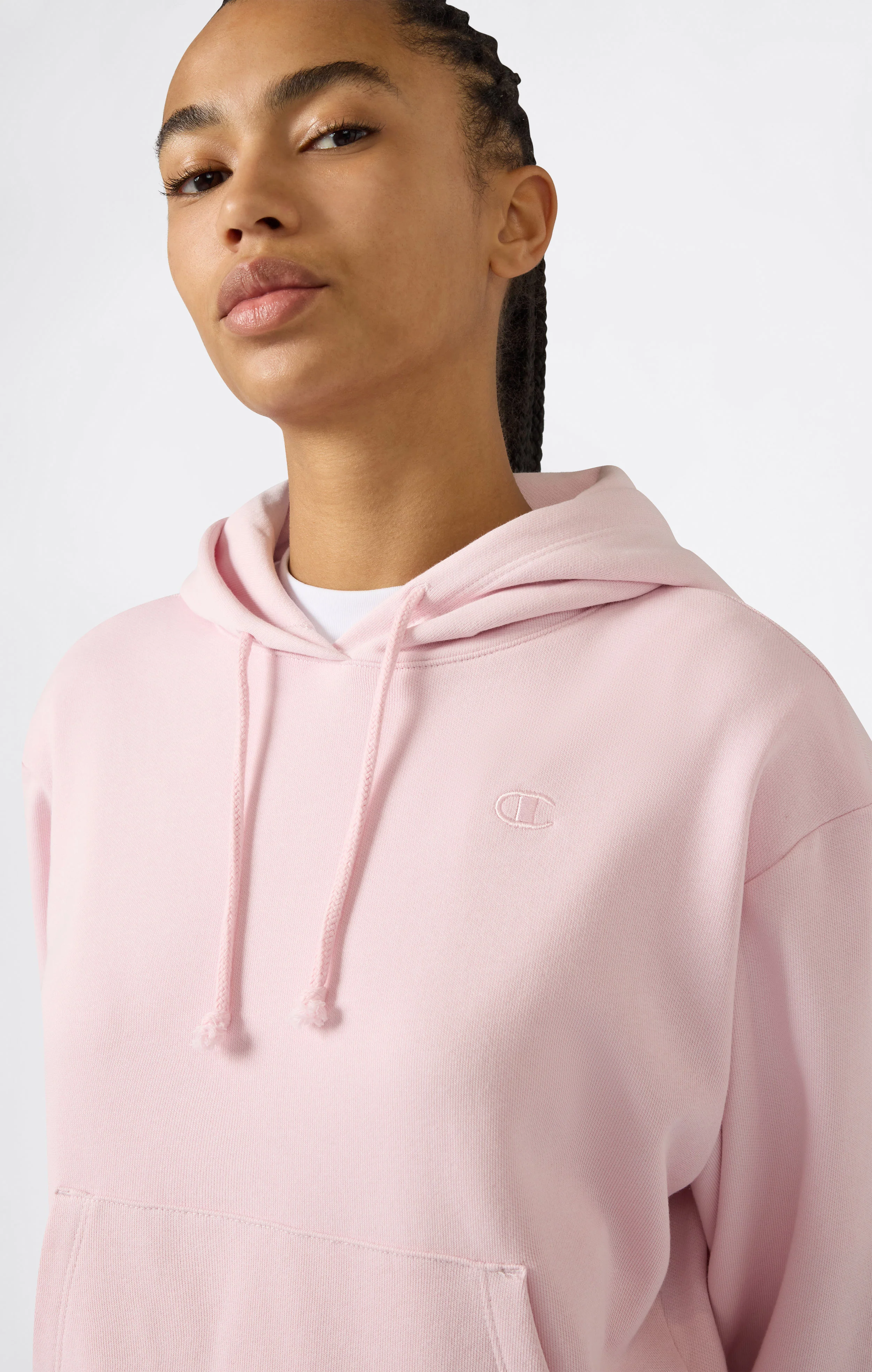 Women’s Lightweight Hooded Sweatshirt with Tonal Embroidered “C” Logo Icons - Image 2