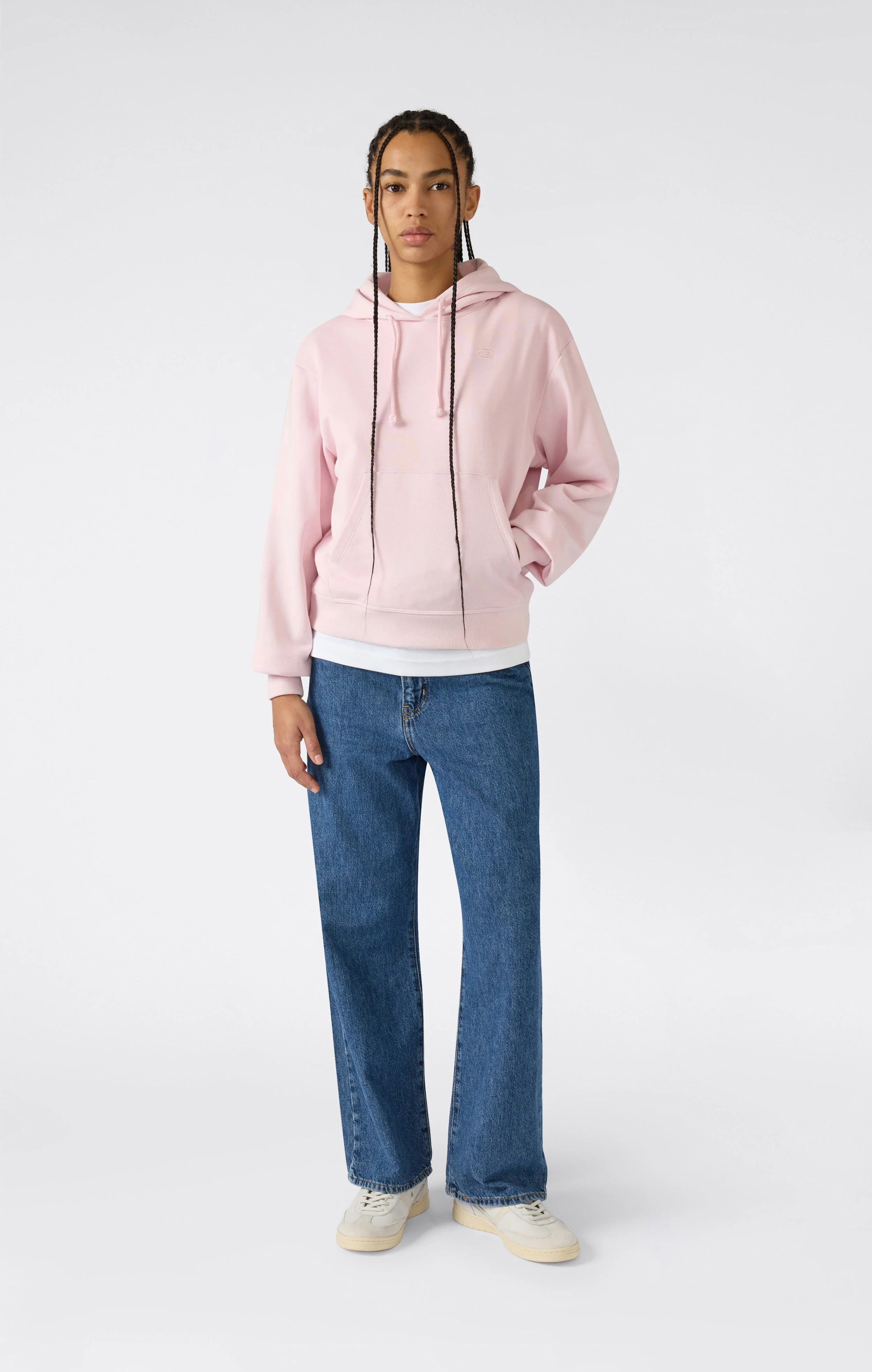Women’s Lightweight Hooded Sweatshirt with Tonal Embroidered “C” Logo Icons - Image 4