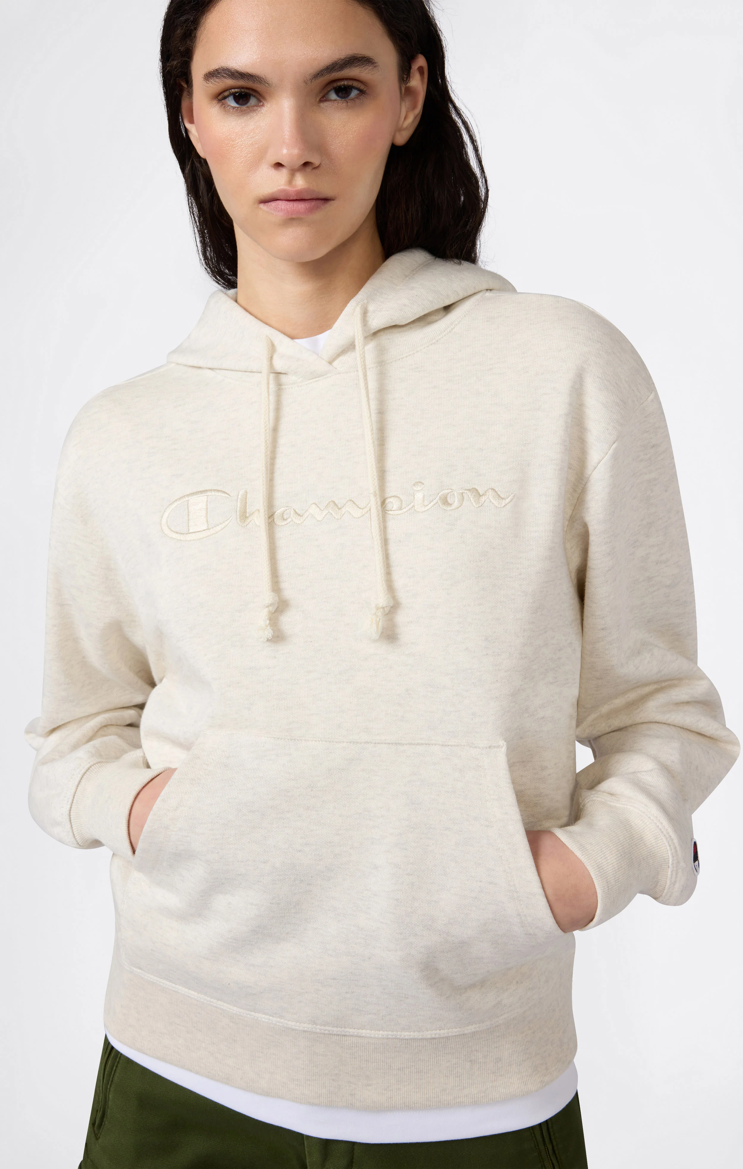 Women’s Lightweight Hooded Sweatshirt with Tonal Embroidered Maxi Logo Icons - Image 2