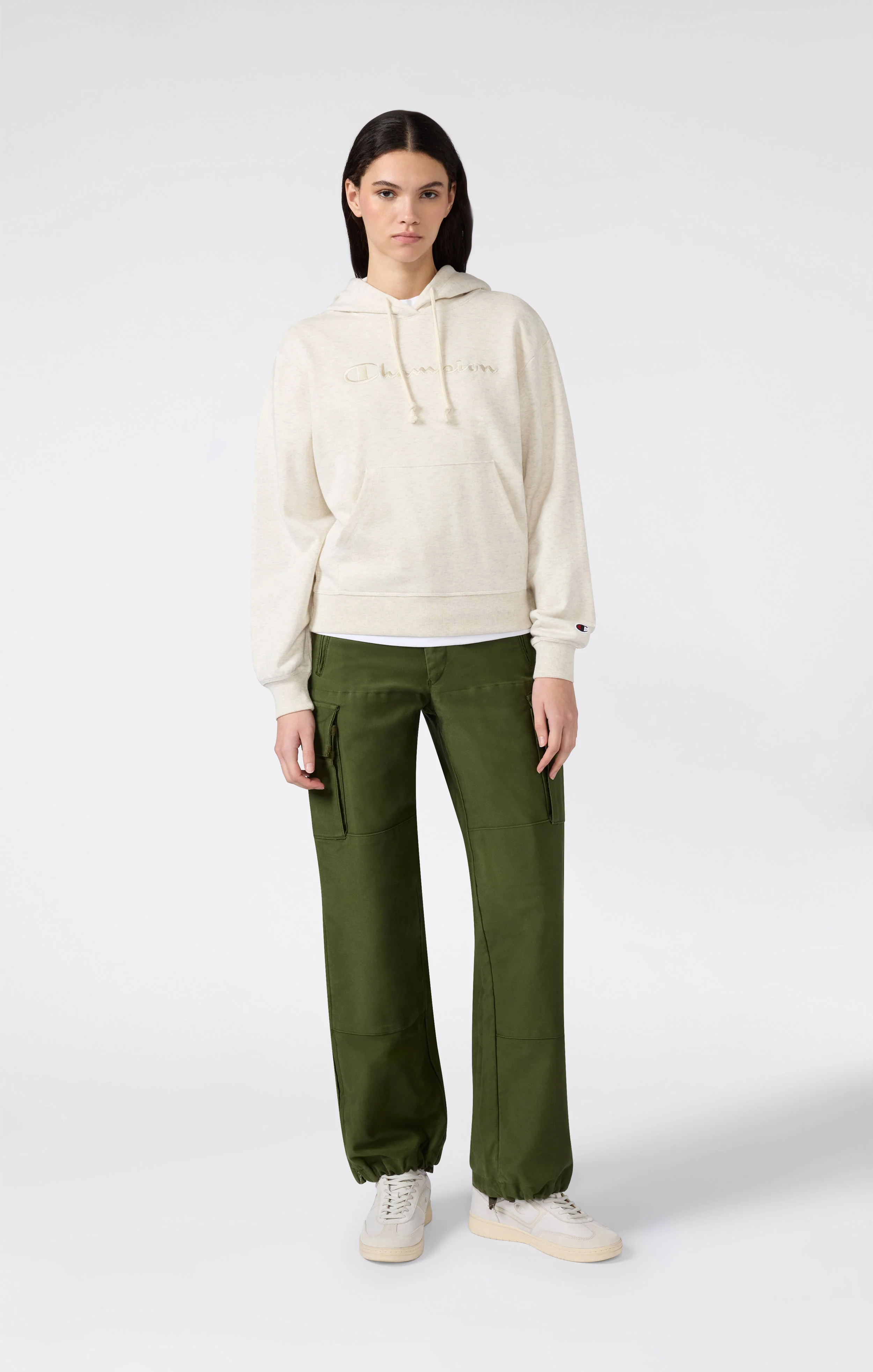 Women’s Lightweight Hooded Sweatshirt with Tonal Embroidered Maxi Logo Icons - Image 4