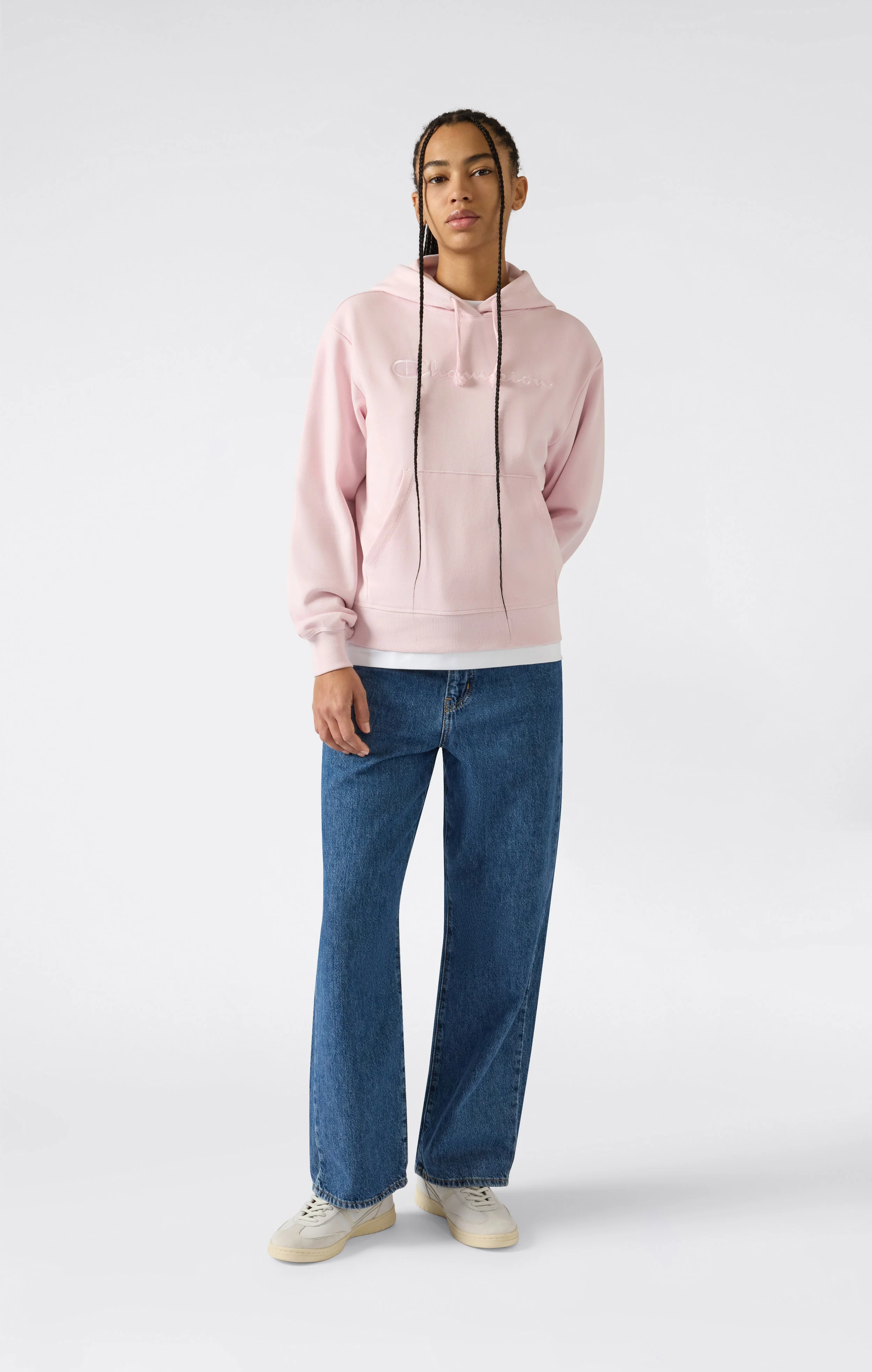 Women’s Lightweight Hooded Sweatshirt with Tonal Embroidered Maxi Logo Icons - Image 4