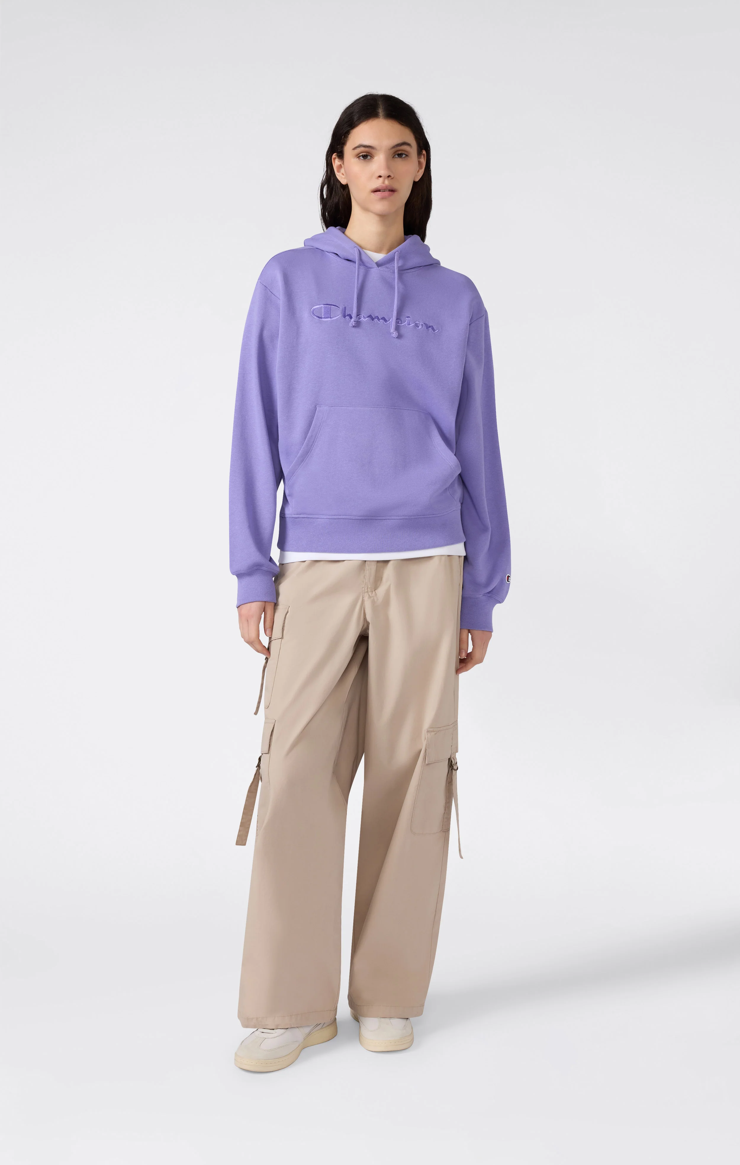 Women’s Lightweight Hooded Sweatshirt with Tonal Embroidered Maxi Logo Icons - Image 4