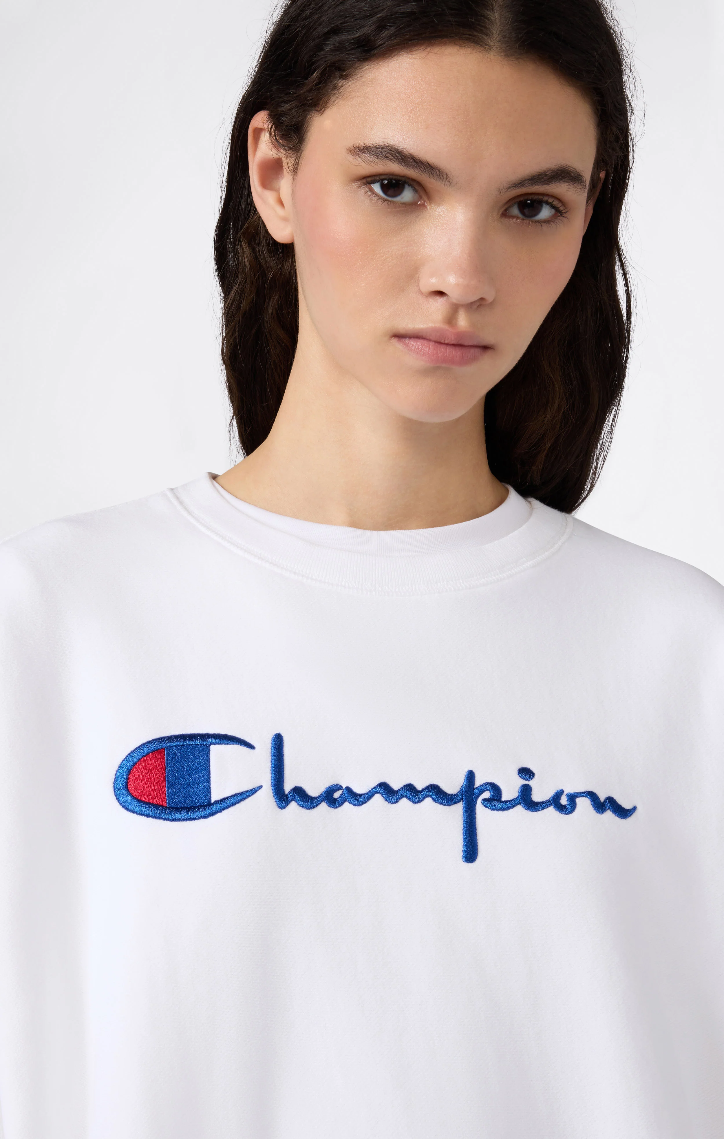 Women’s Lightweight Reverse Weave Crewneck Sweatshirt with Embroidered Logo - Image 2