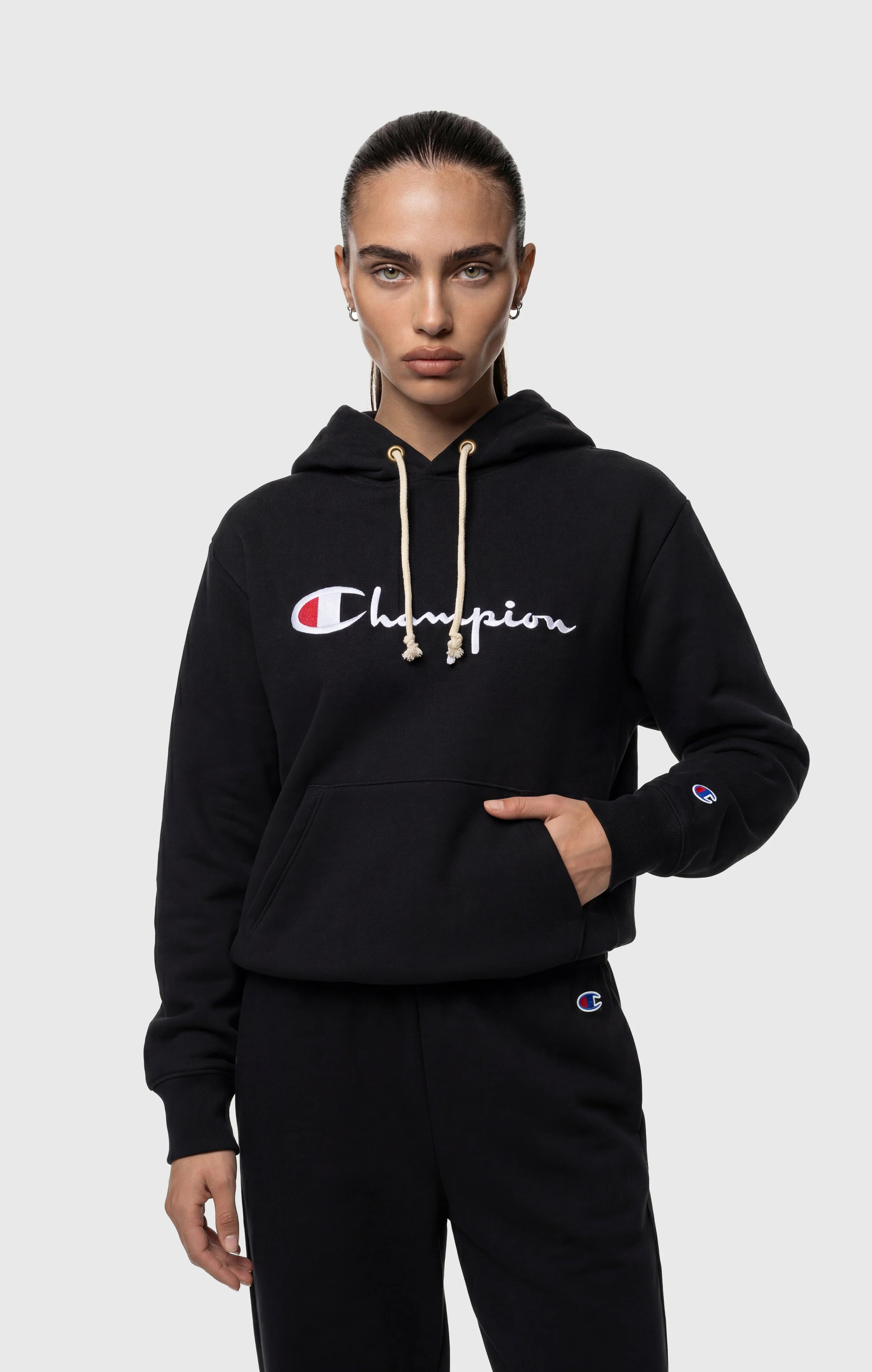 Women’s Lightweight Reverse Weave Hoodie with Embroidered Logo