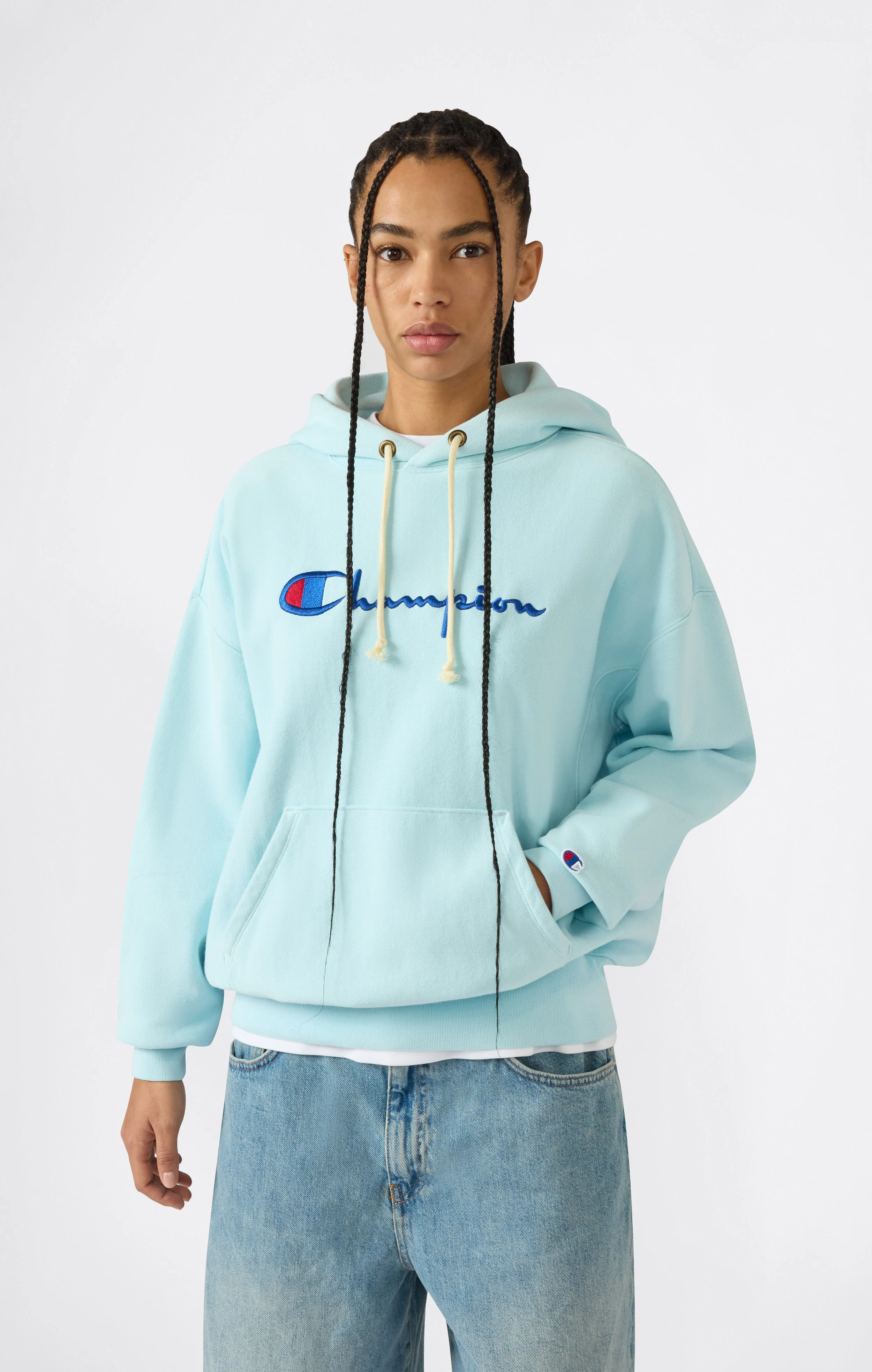 Women’s Lightweight Reverse Weave Hoodie with Embroidered Logo