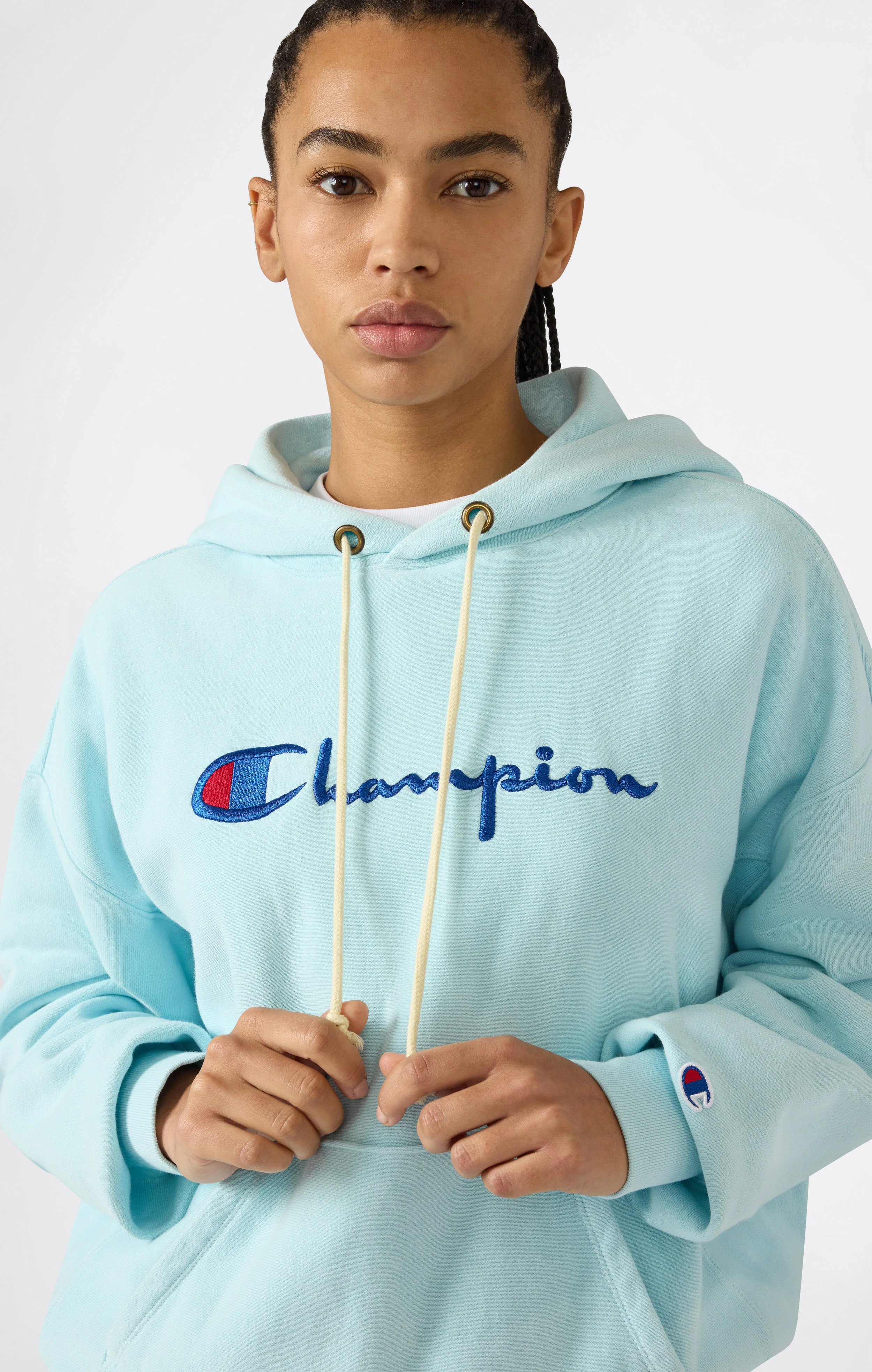 Women’s Lightweight Reverse Weave Hoodie with Embroidered Logo - Image 2