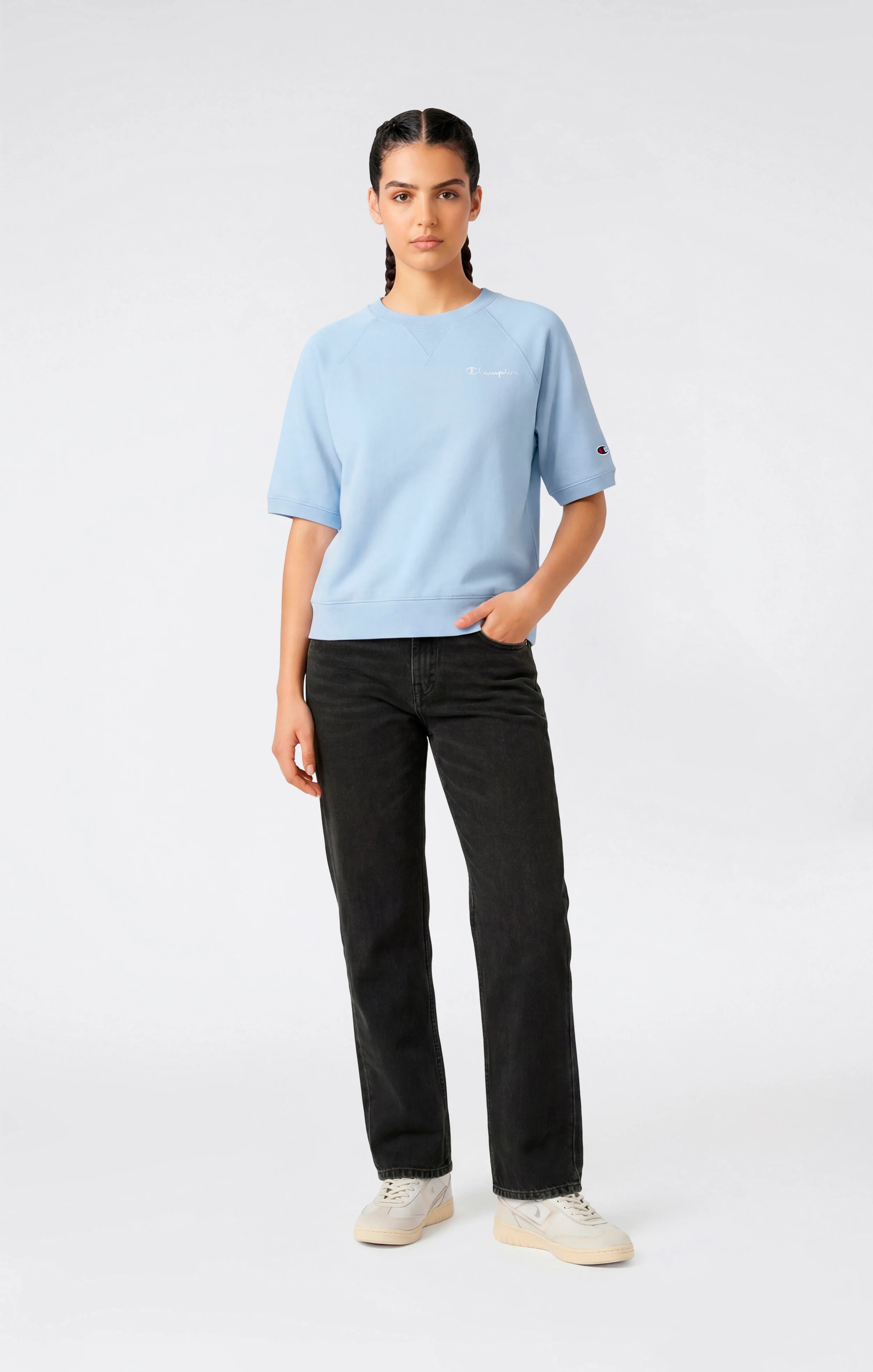 Women’s Lightweight Short Sleeve Crewneck Sweatshirt Icons - Image 2