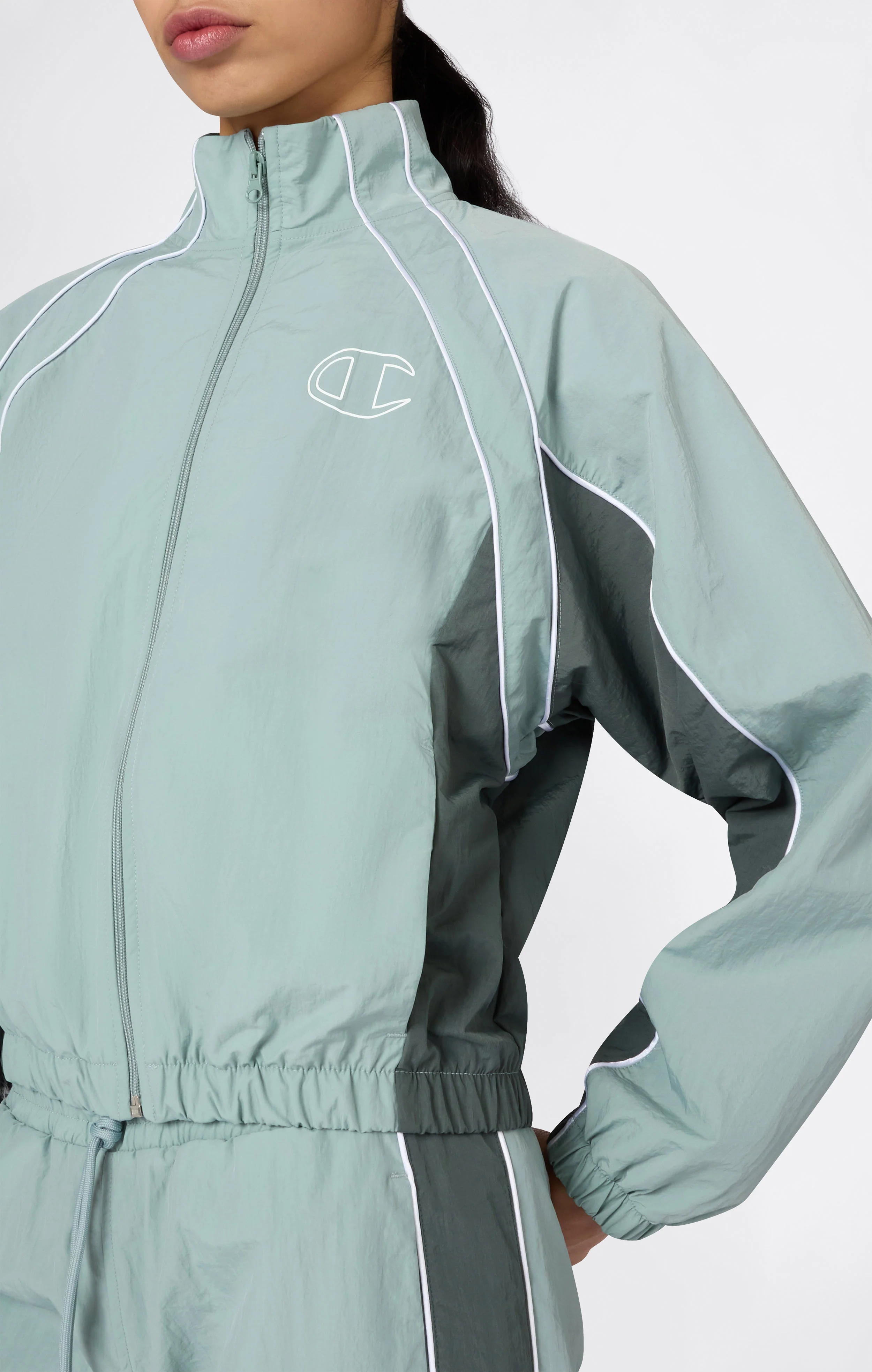 Women’s Woven Nylon Full-Zip Track Top Loose Fit - Image 2