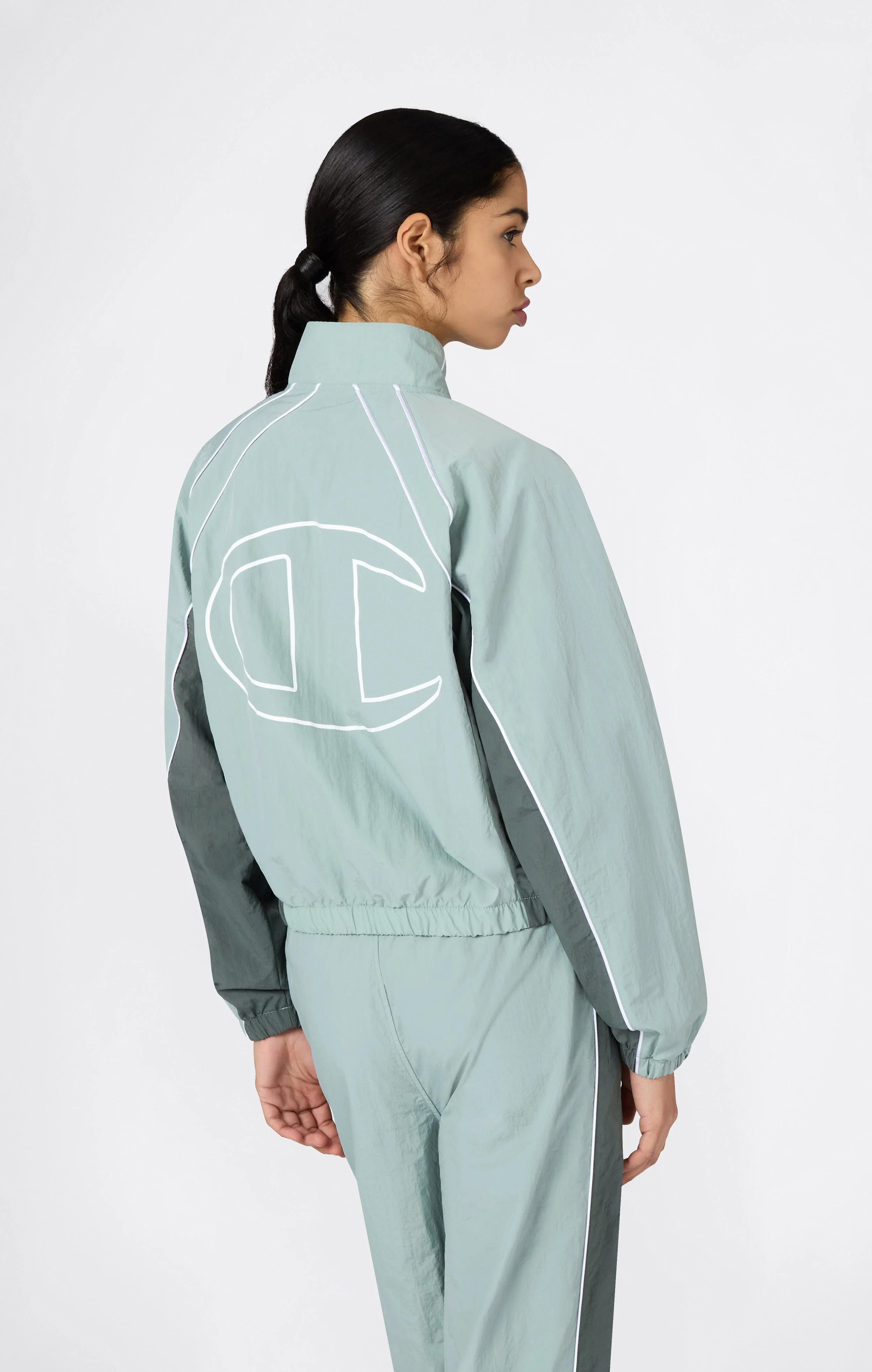 Women’s Woven Nylon Full-Zip Track Top Loose Fit - Image 3