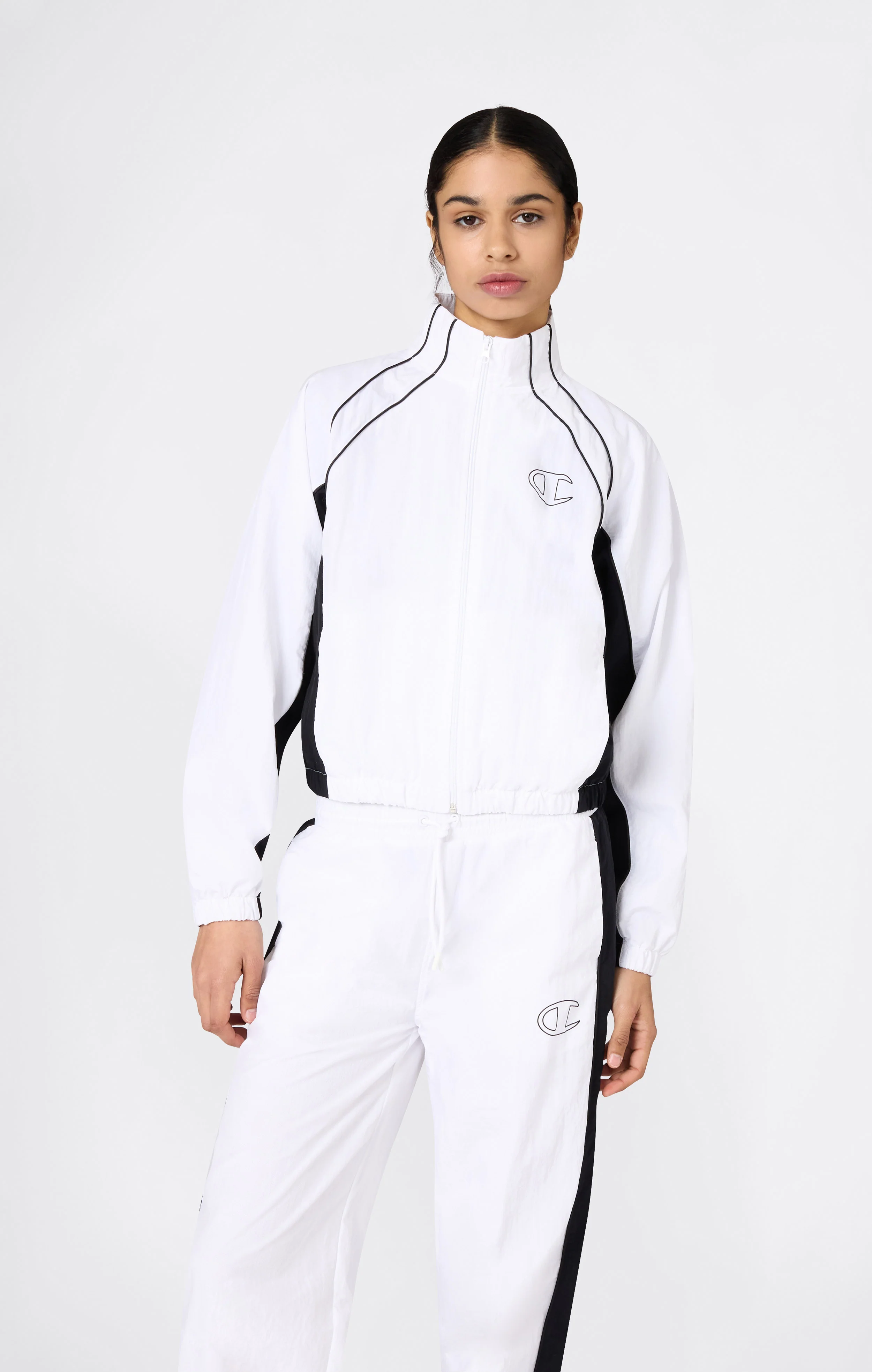 Women’s Woven Nylon Full-Zip Track Top Loose Fit