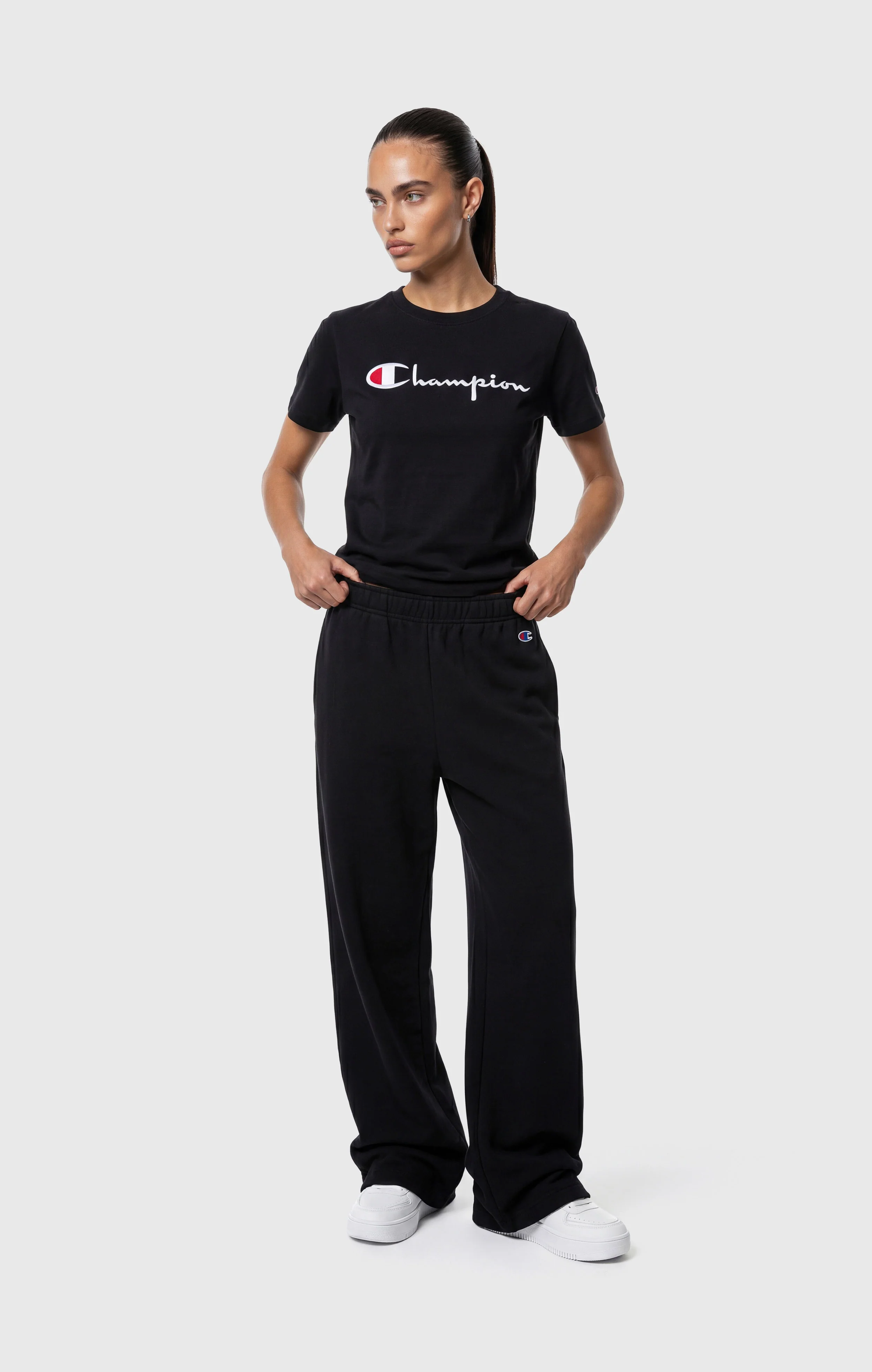 Women’s Reverse Weave Crewneck T-Shirt with Embroidered Logo - Image 2