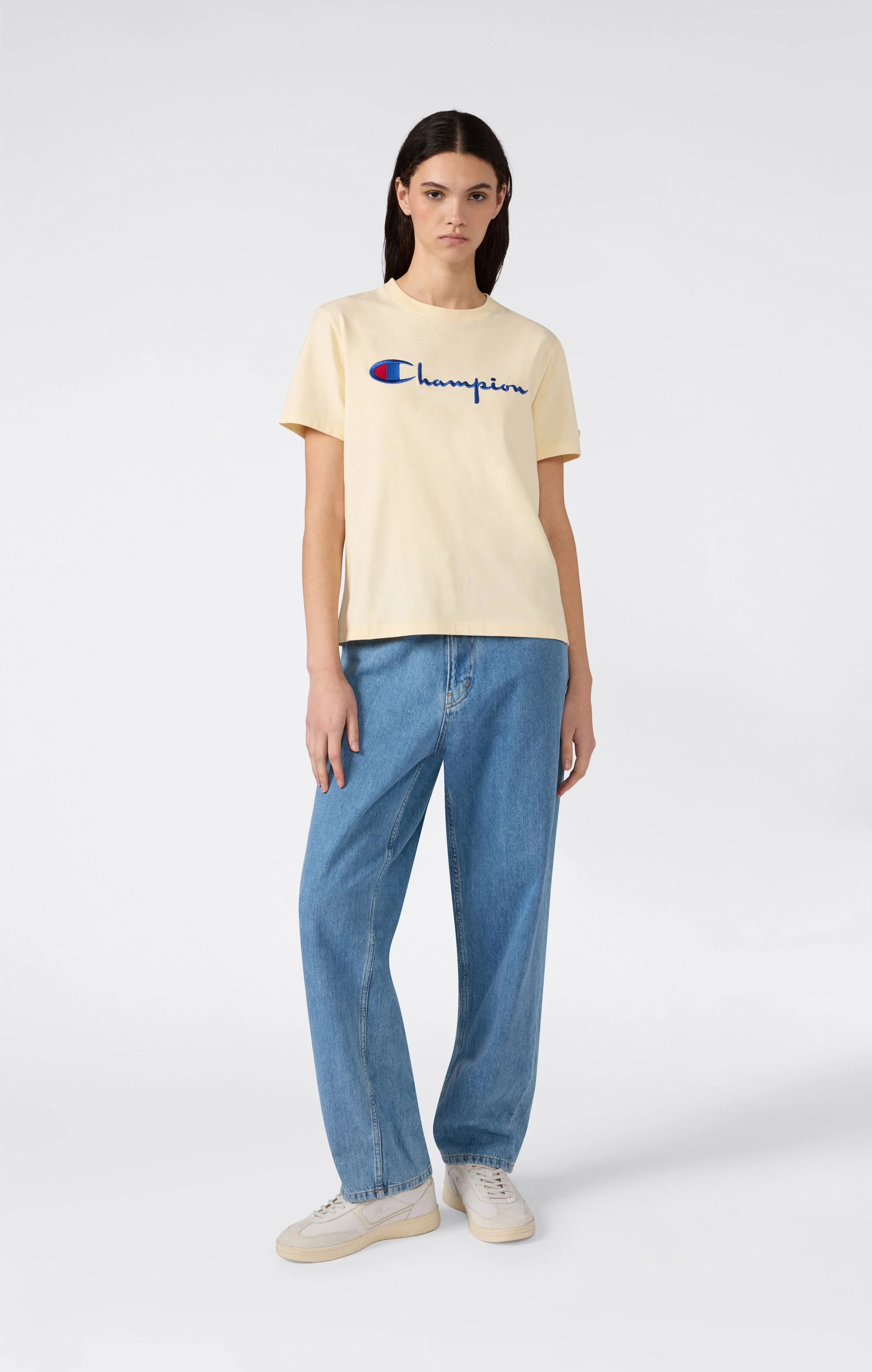 Women’s Reverse Weave Crewneck T-Shirt with Embroidered Logo - Image 4