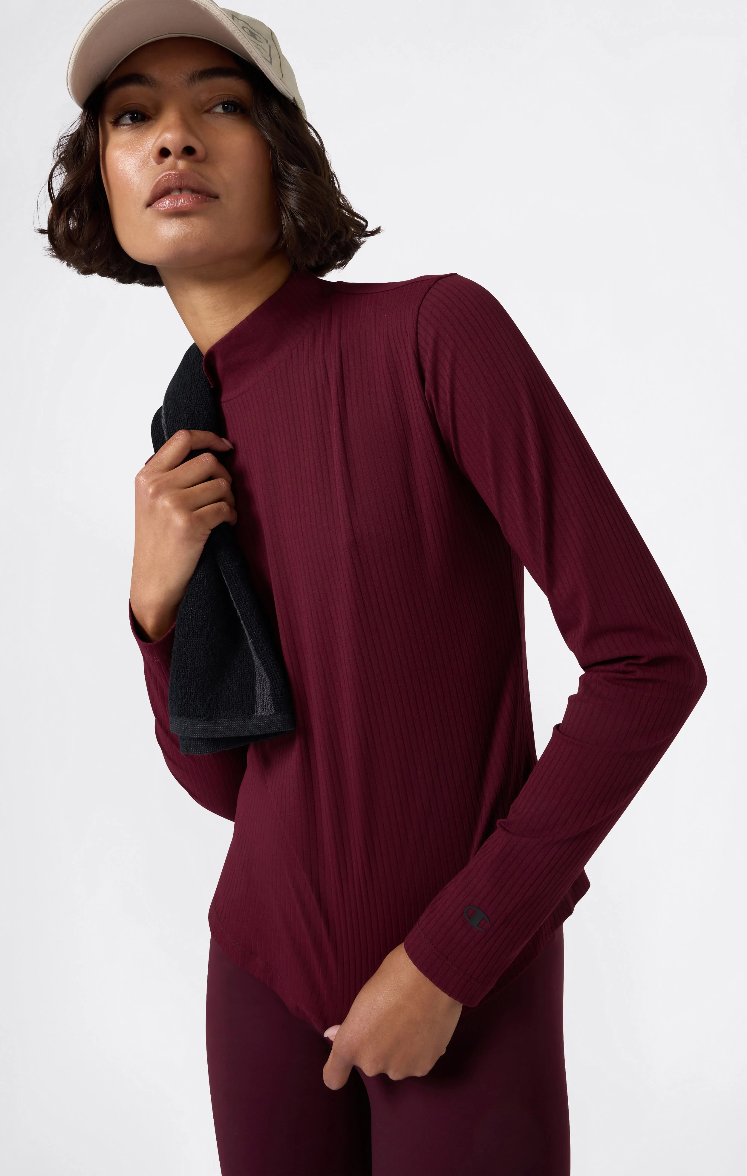 Women’s Long-Sleeve Ribbed Slim Fit C-Tech T-Shirt - Image 4