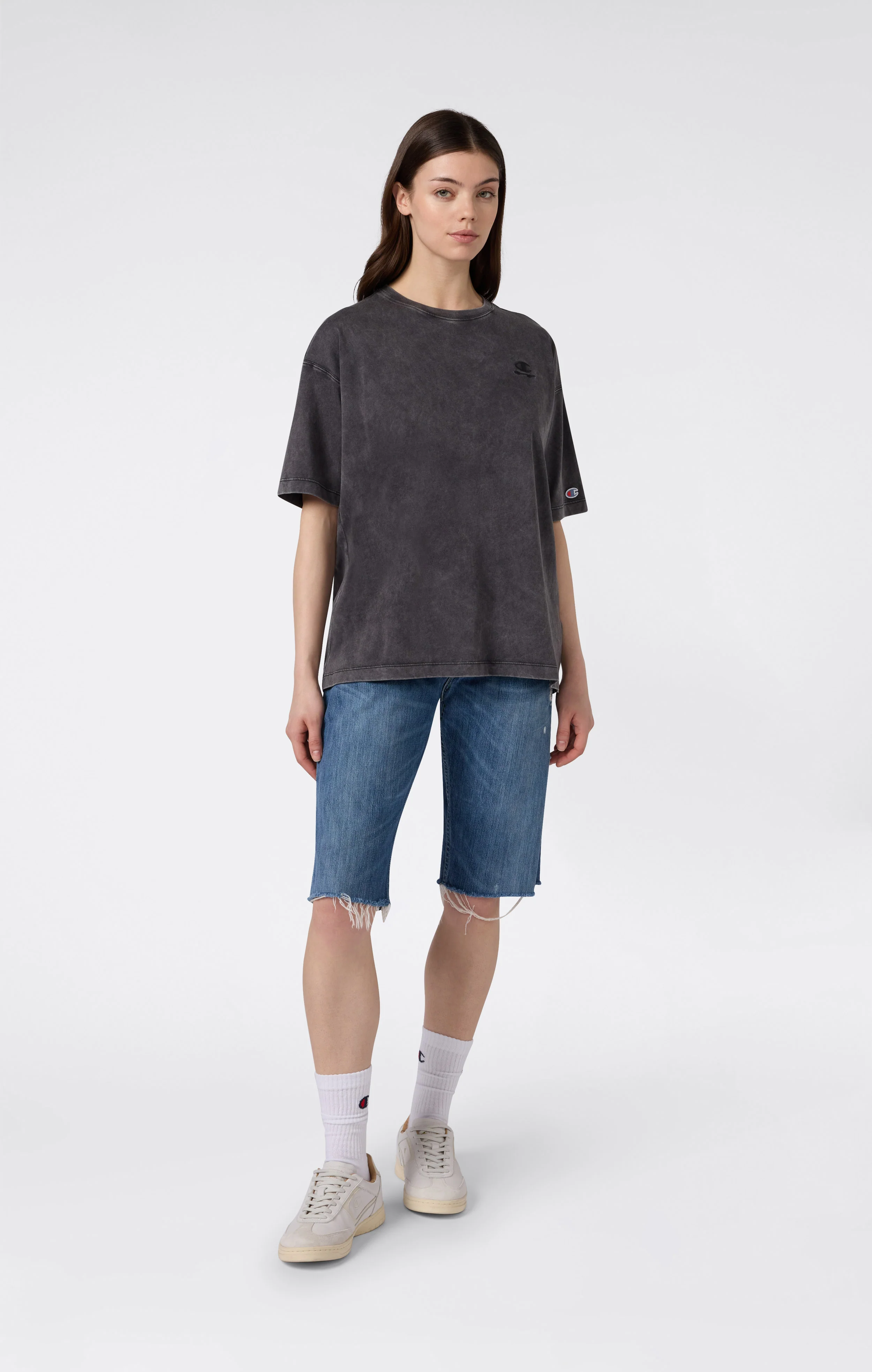 Women’s Washed Effect Crewneck T-Shirt Icons - Image 2