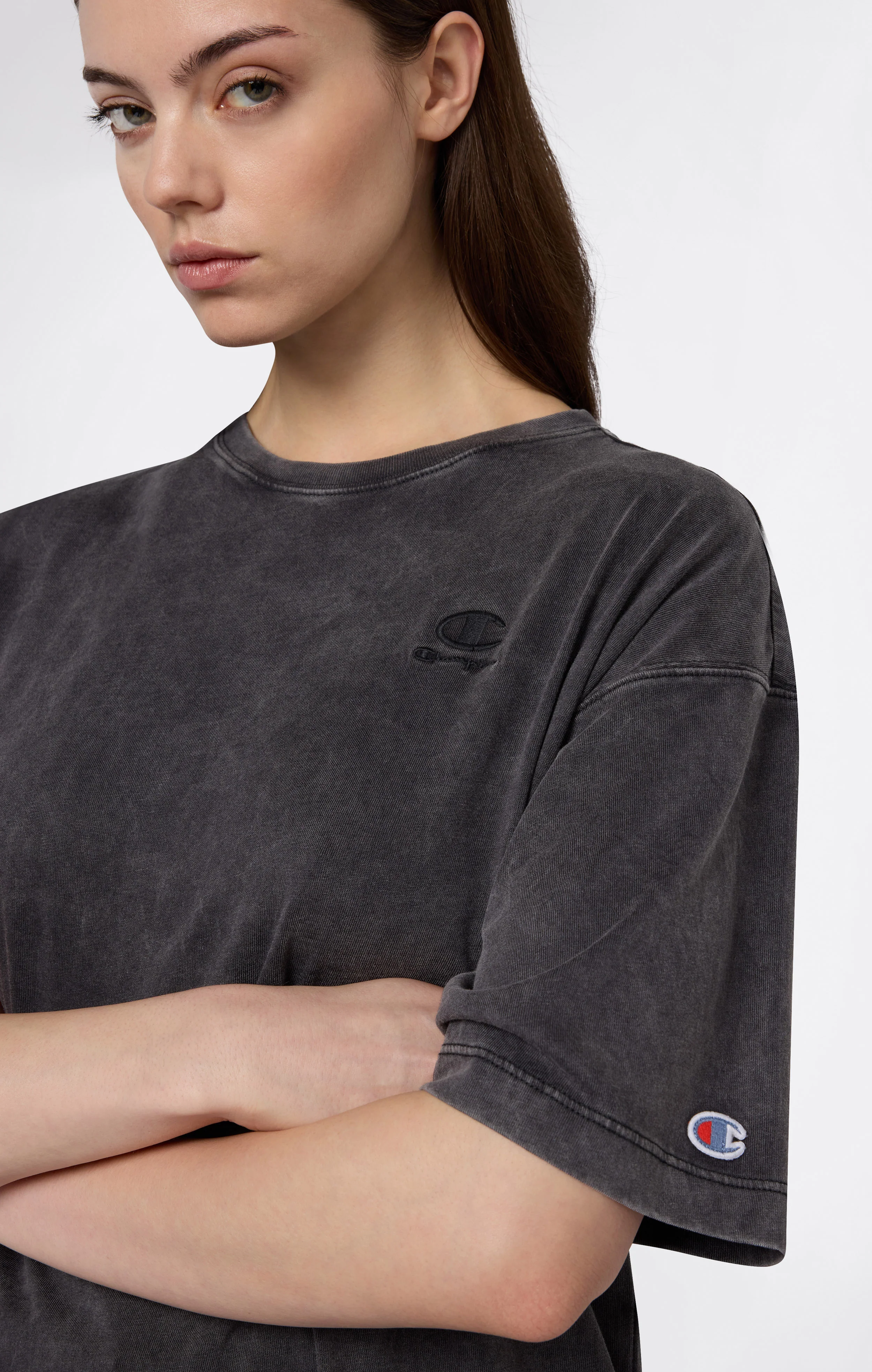 Women’s Washed Effect Crewneck T-Shirt Icons - Image 3