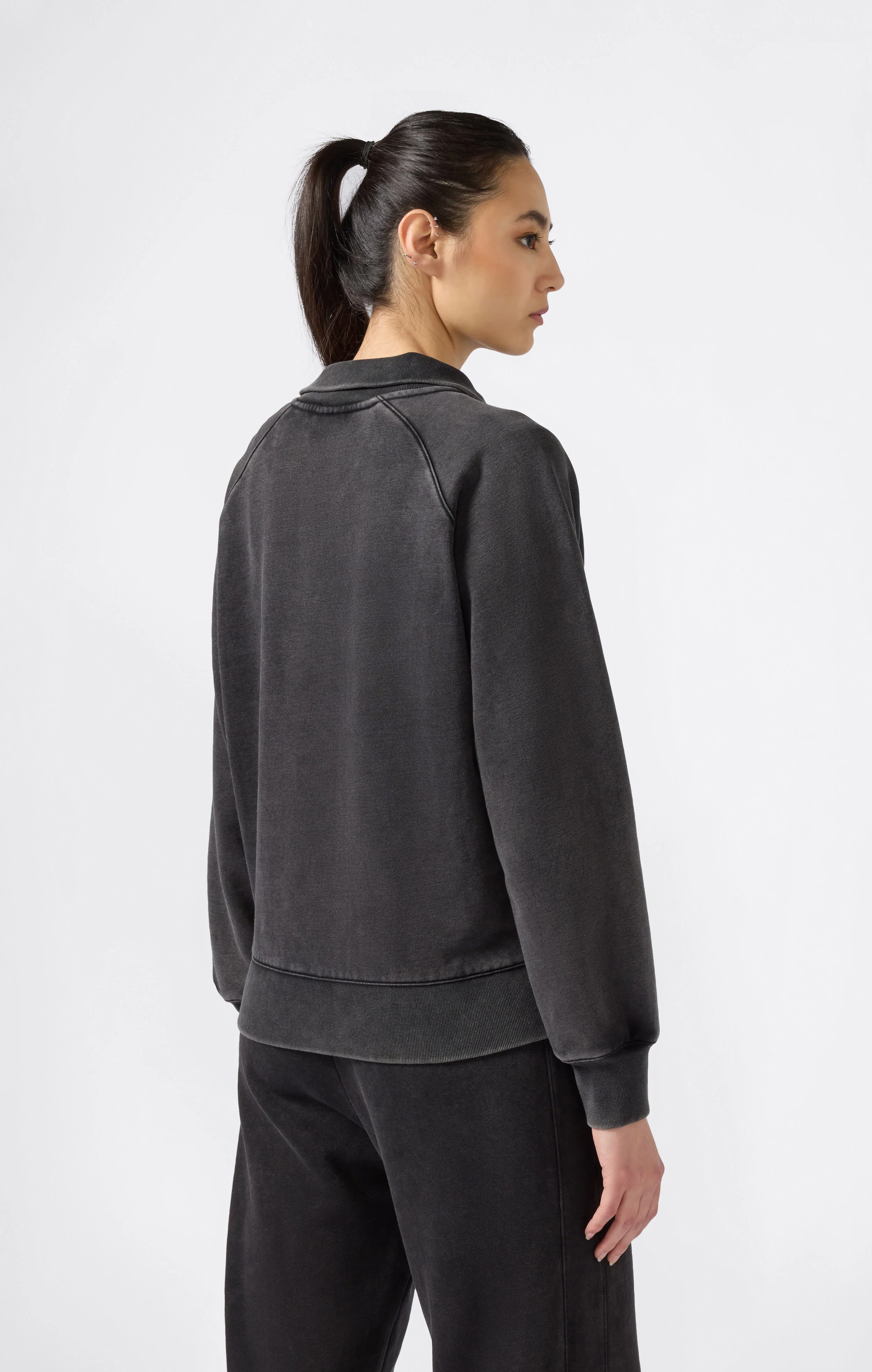 Women's Washed Polo Neck Fleece Sweatshirt Icons - Image 2