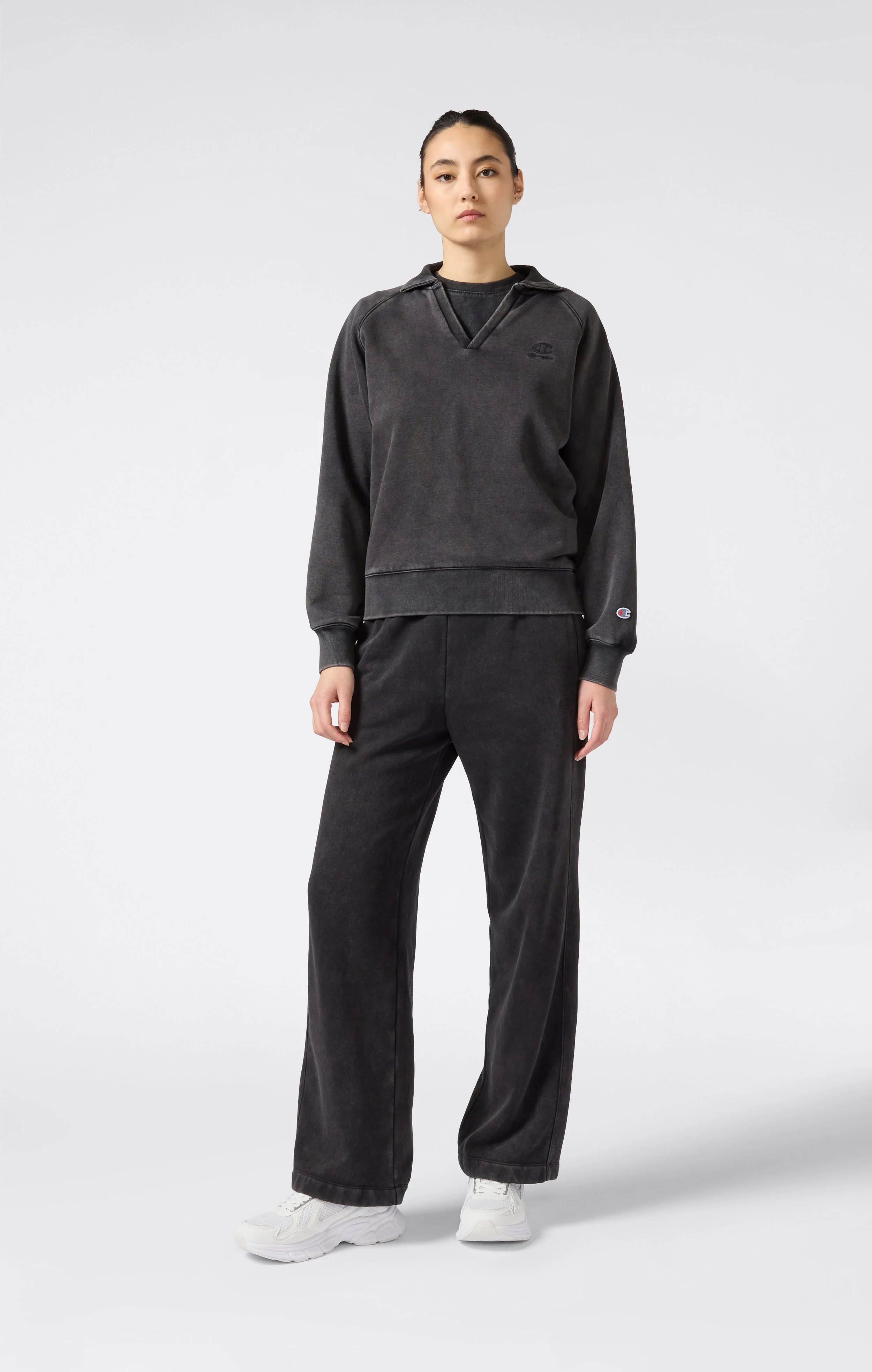 Women's Washed Polo Neck Fleece Sweatshirt Icons - Image 3