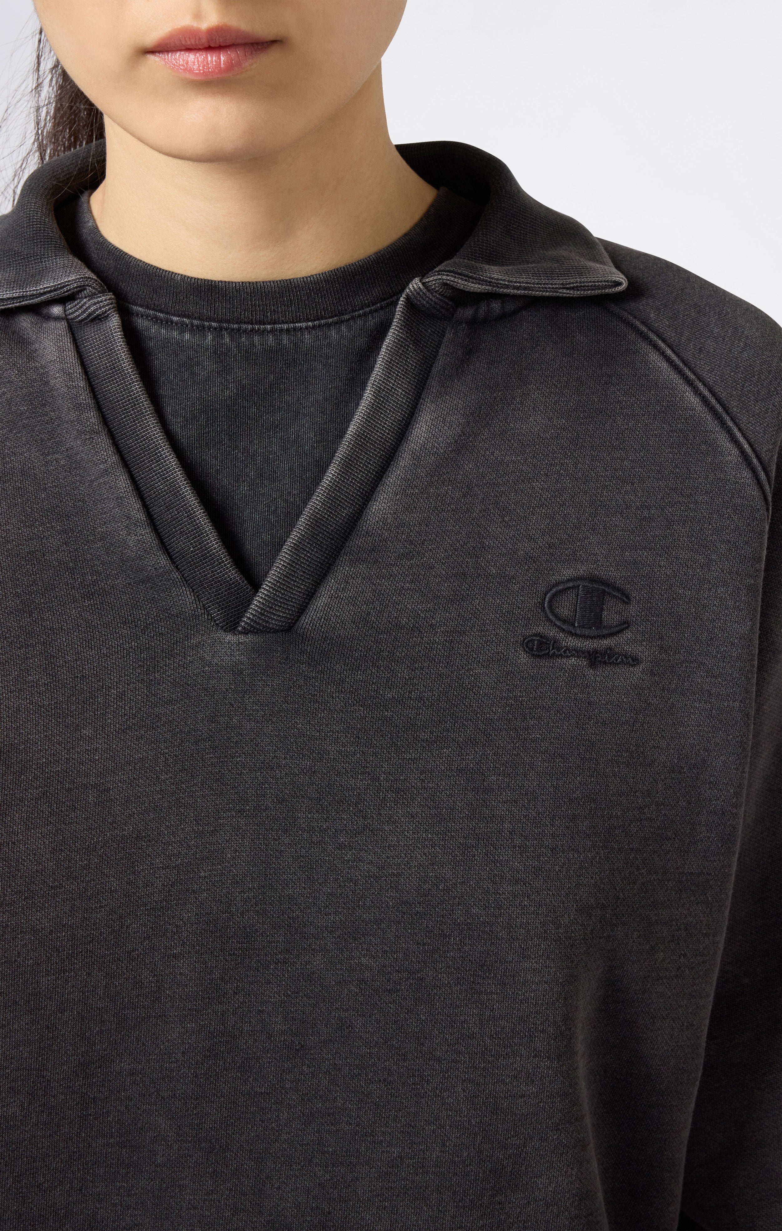 Women's Washed Polo Neck Fleece Sweatshirt Icons - Image 5