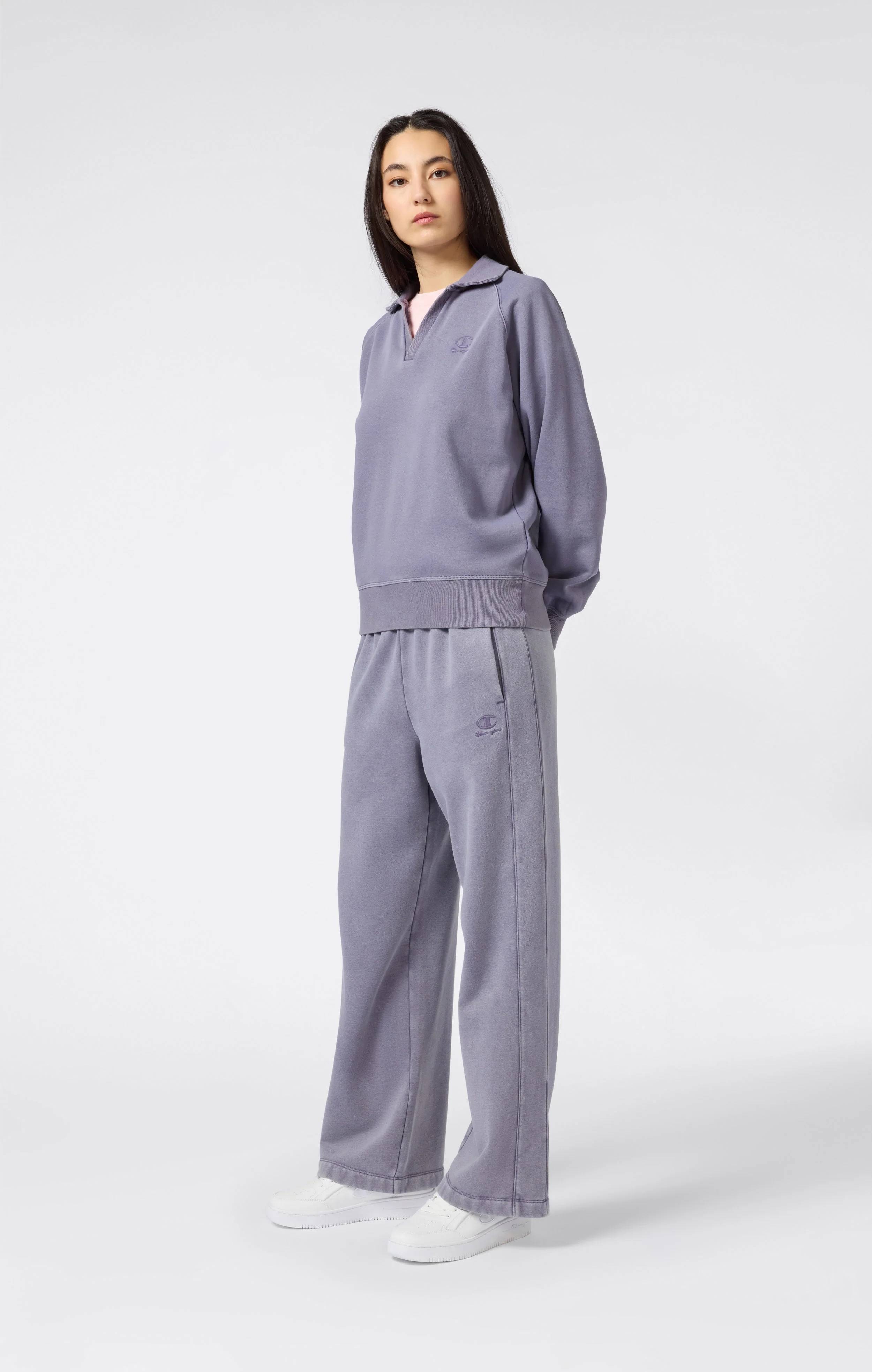 Women's Washed Polo Neck Fleece Sweatshirt Icons - Image 2